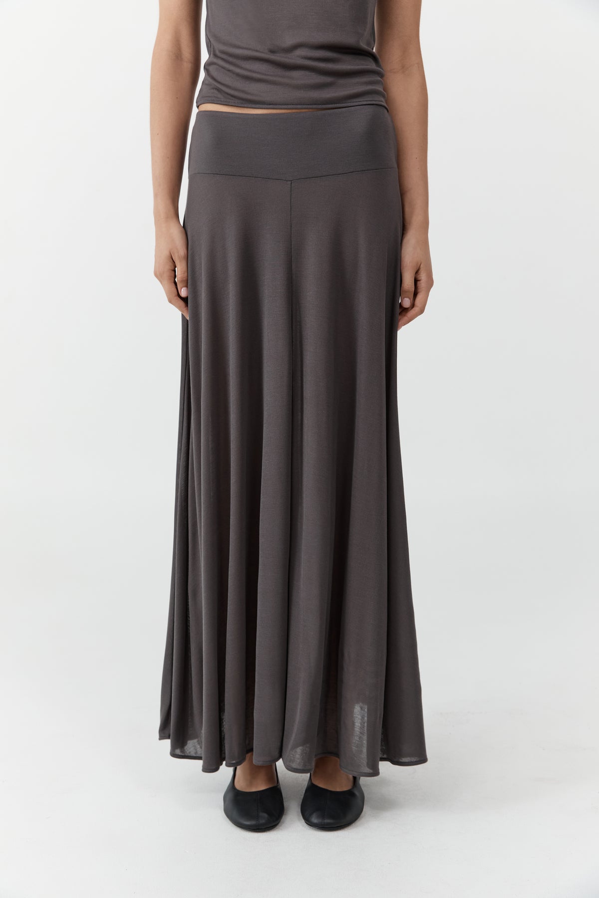 Fluid Jersey Skirt - Soot