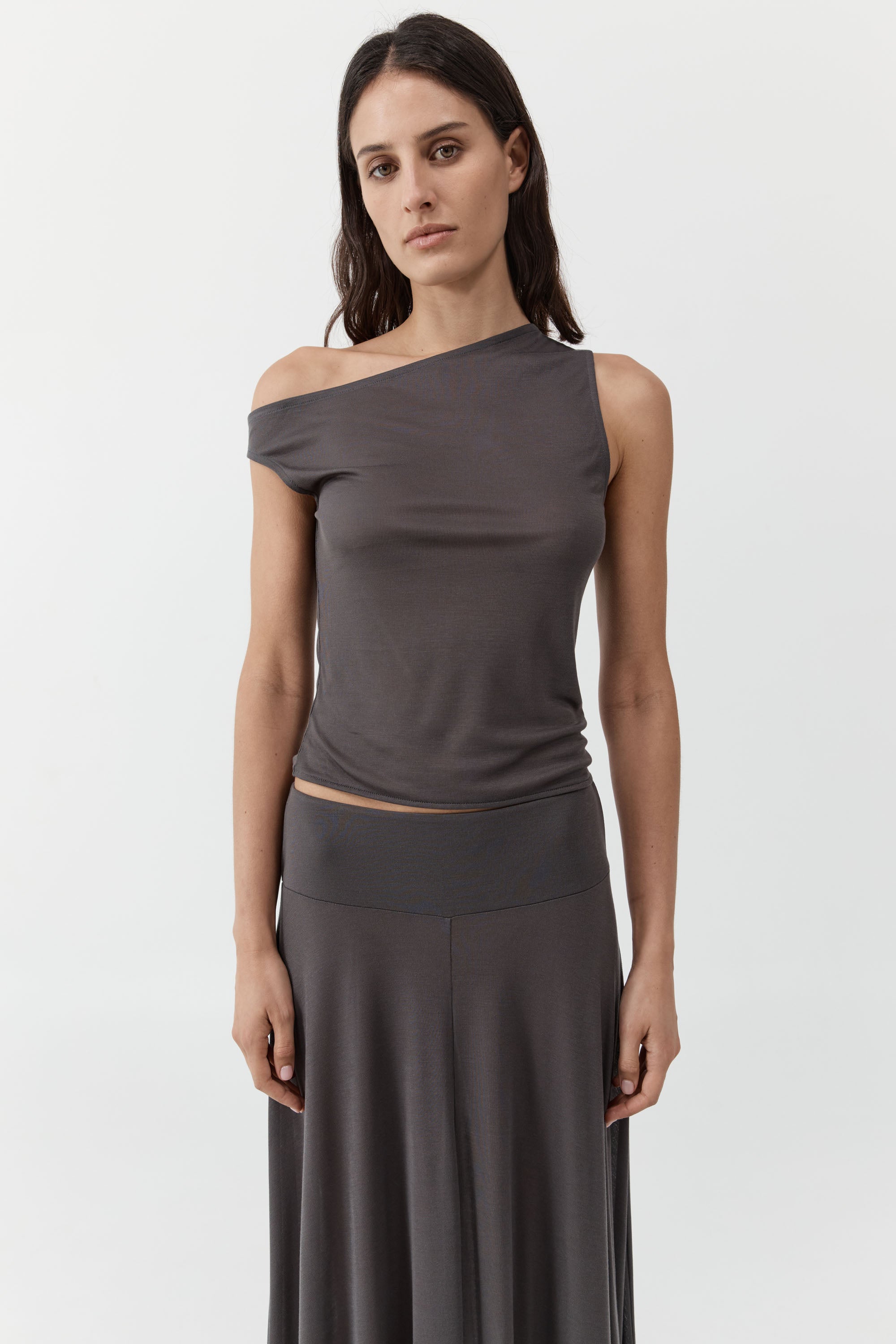 St. Agni | Fine Jersey Asymm Top - Soot
