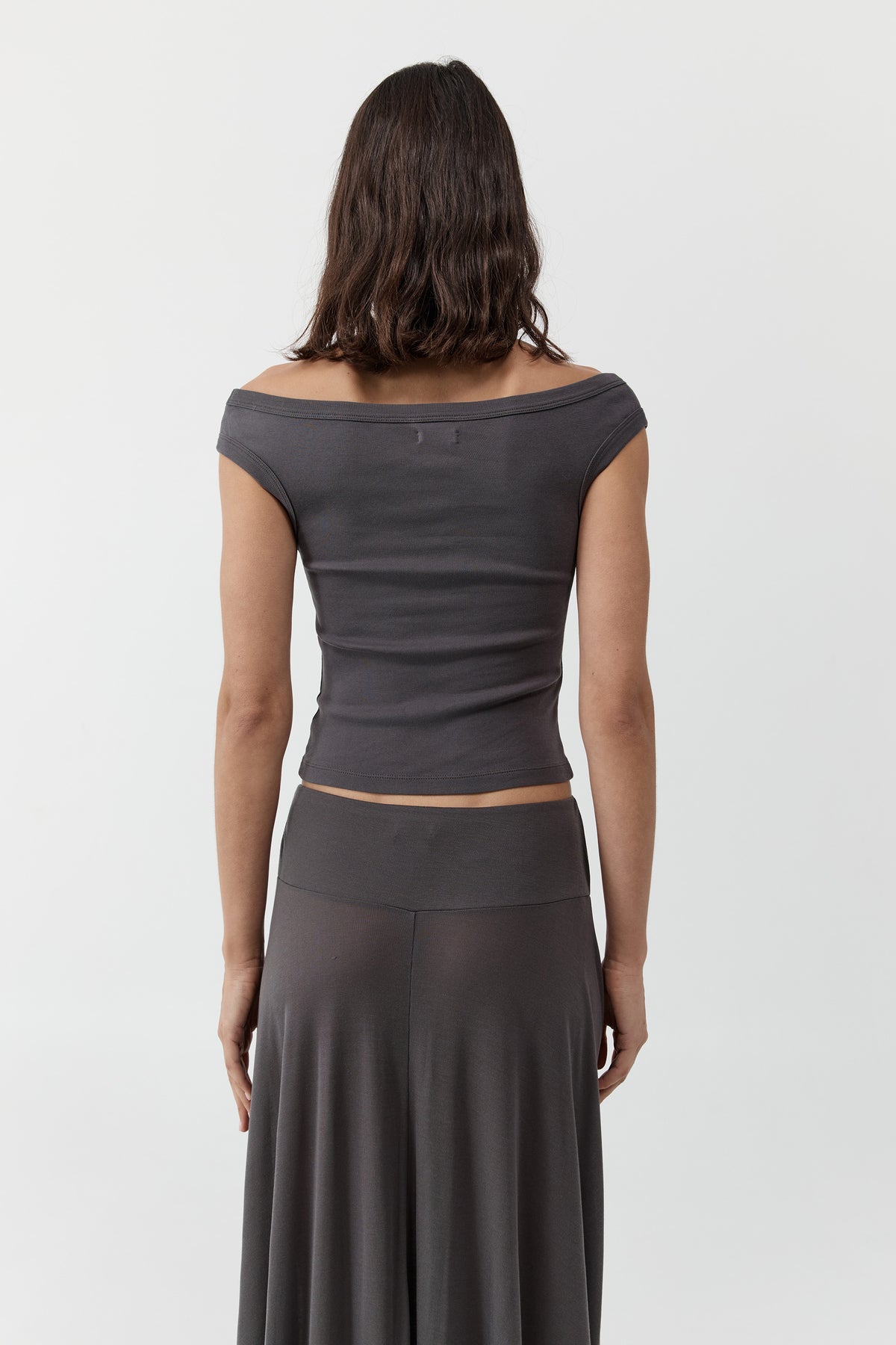 Organic Cotton Off Shoulder Top - Soot