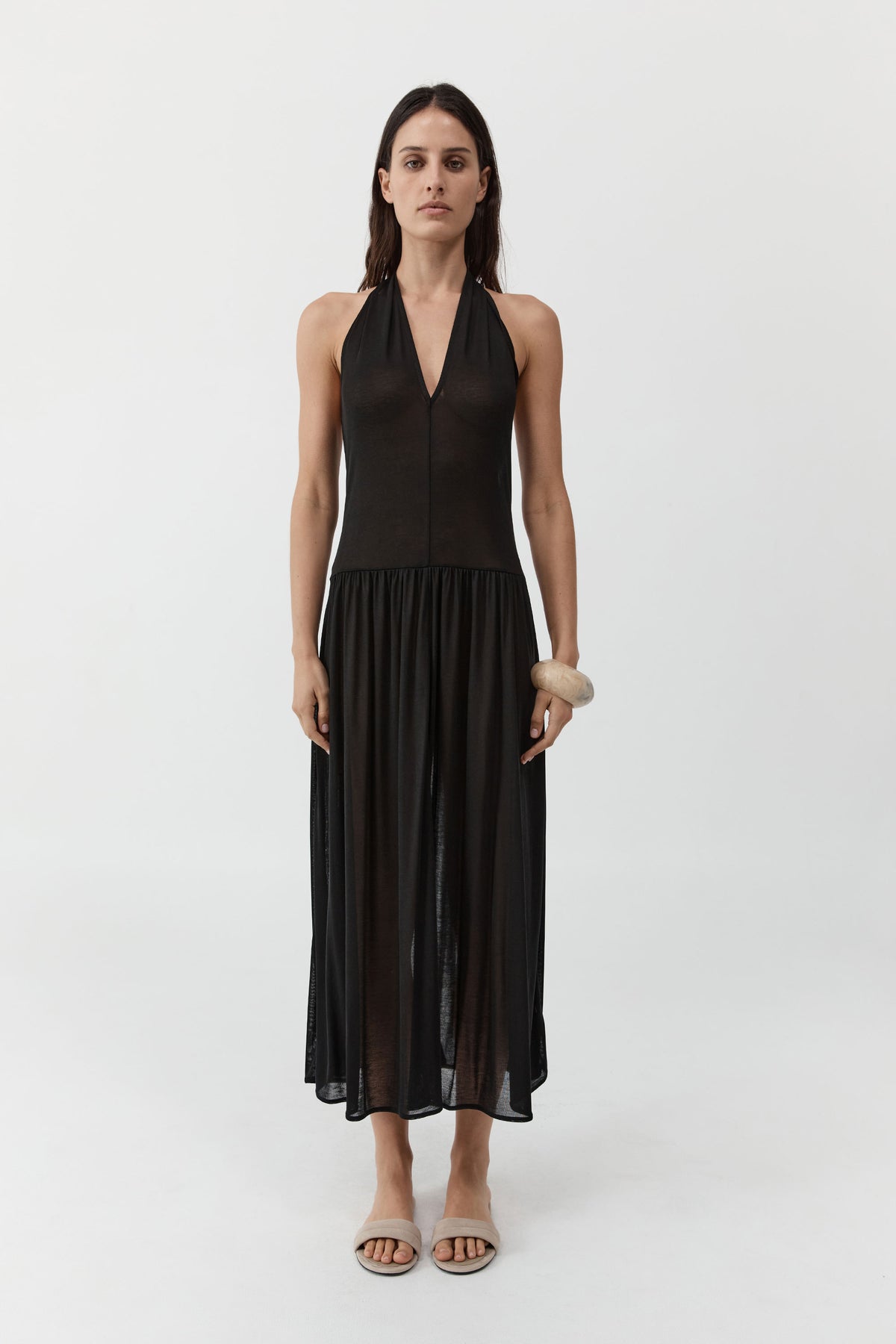 St. Agni | Fluid Jersey Halter Dress - Black St. Agni | Fluid Jersey Halter Dress - Black