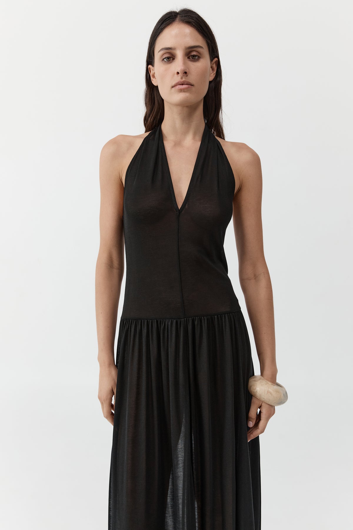Fluid Jersey Halter Dress - Black