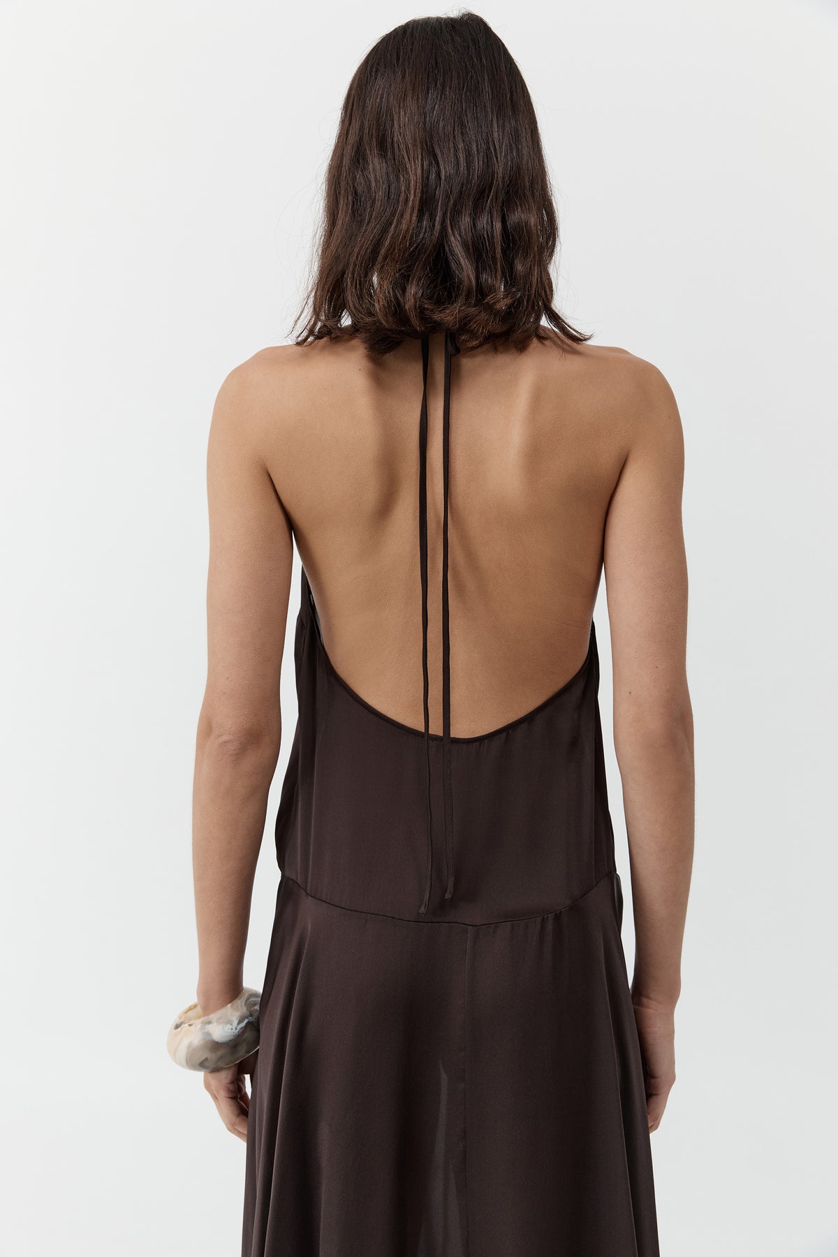 St. Agni | Silk Handkerchief Halter Dress - Bark St. Agni | Silk Handkerchief Halter Dress - Bark