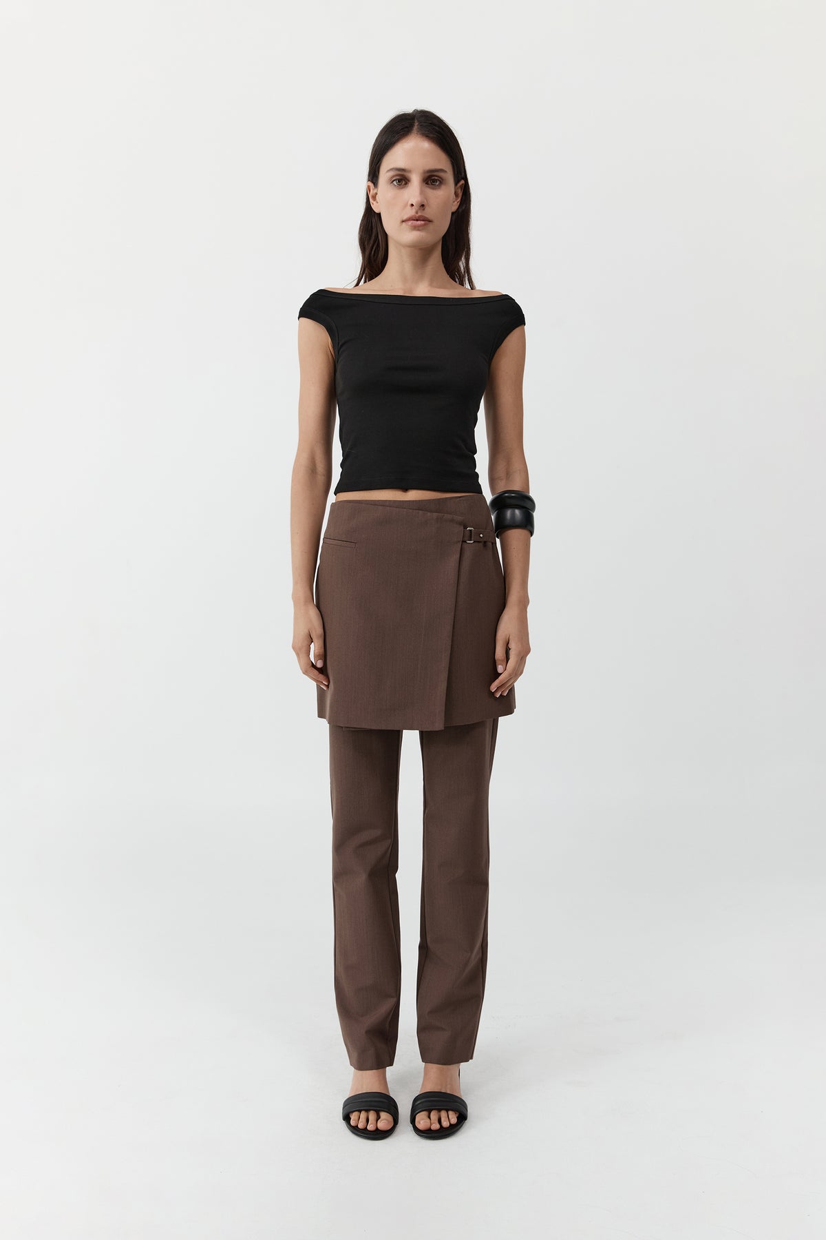 Silk Canvas Wrap Skirt - Mud