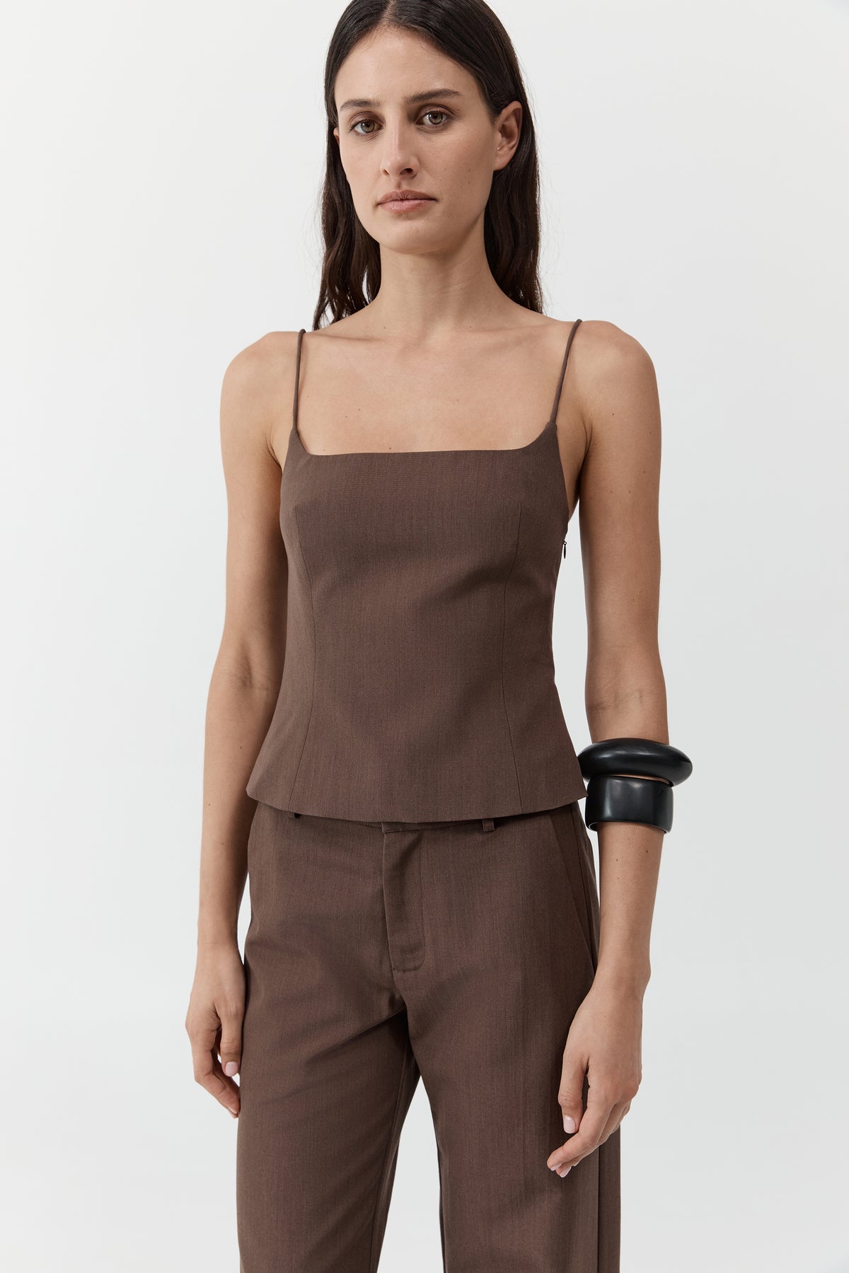 Silk Canvas Cami - Mud