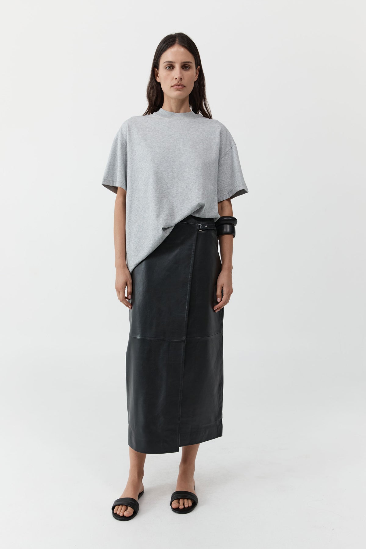 PRE-ORDER: Leather Wrap Skirt - Black