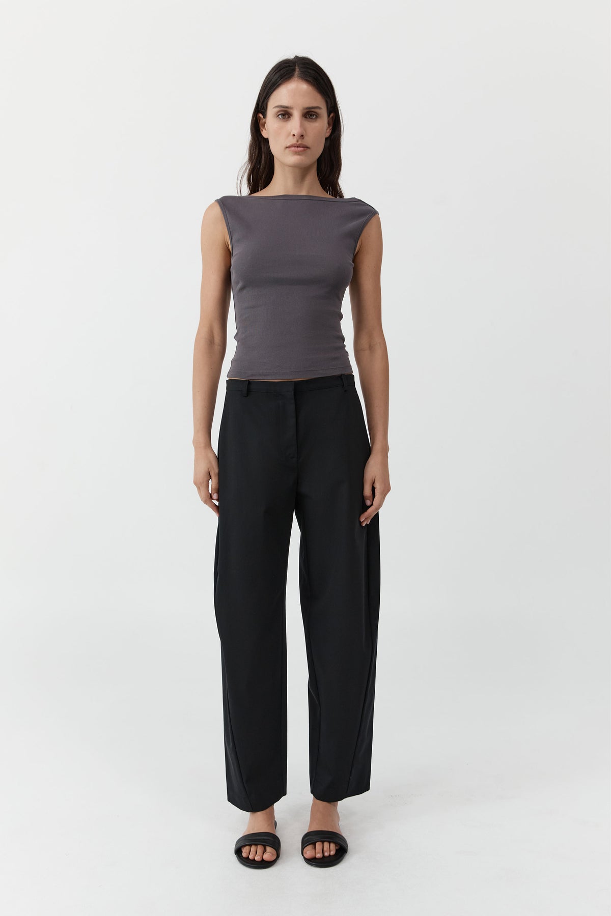 Fine Band Balloon Pants - Black