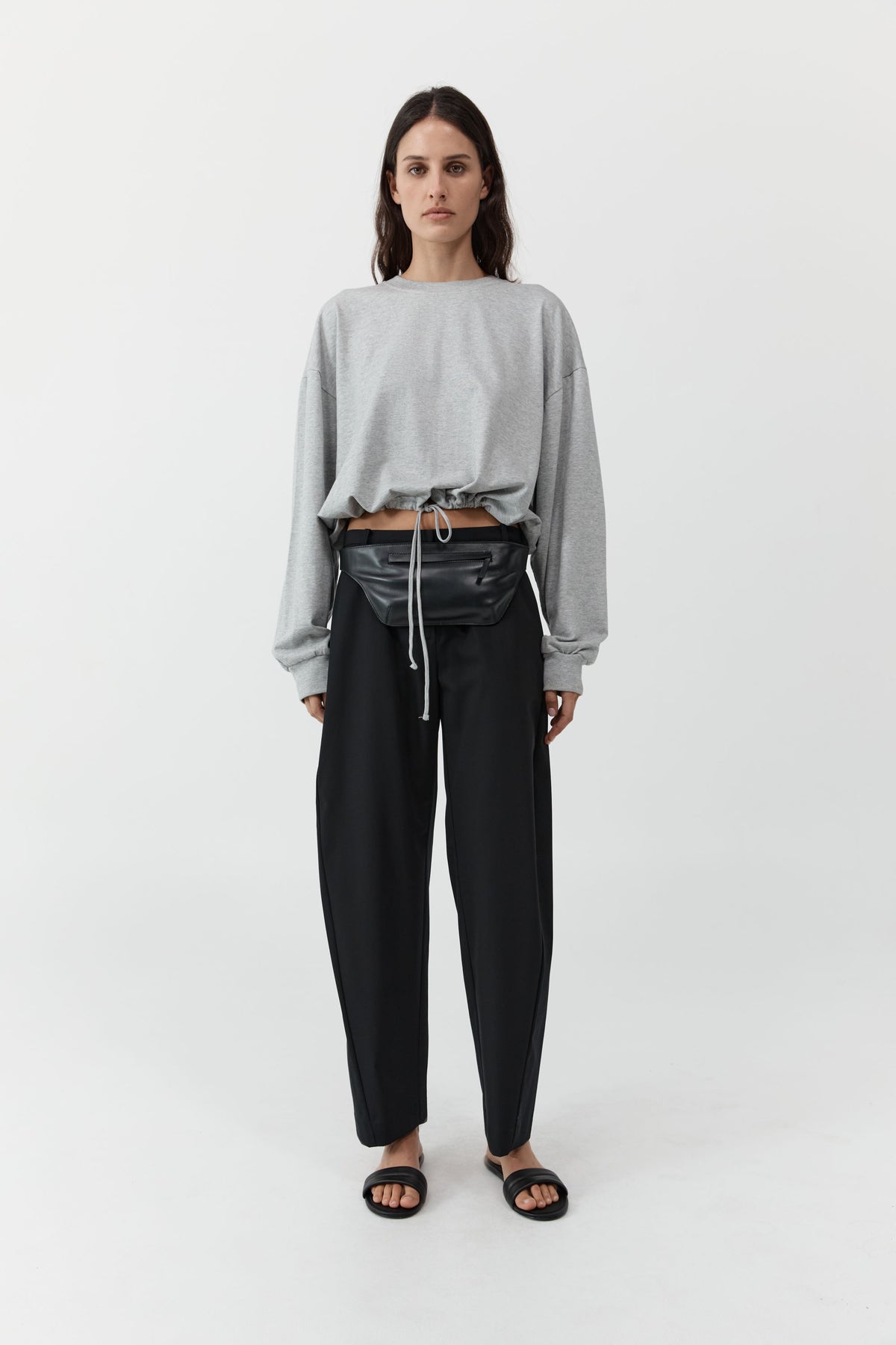 Fine Band Balloon Pants - Black