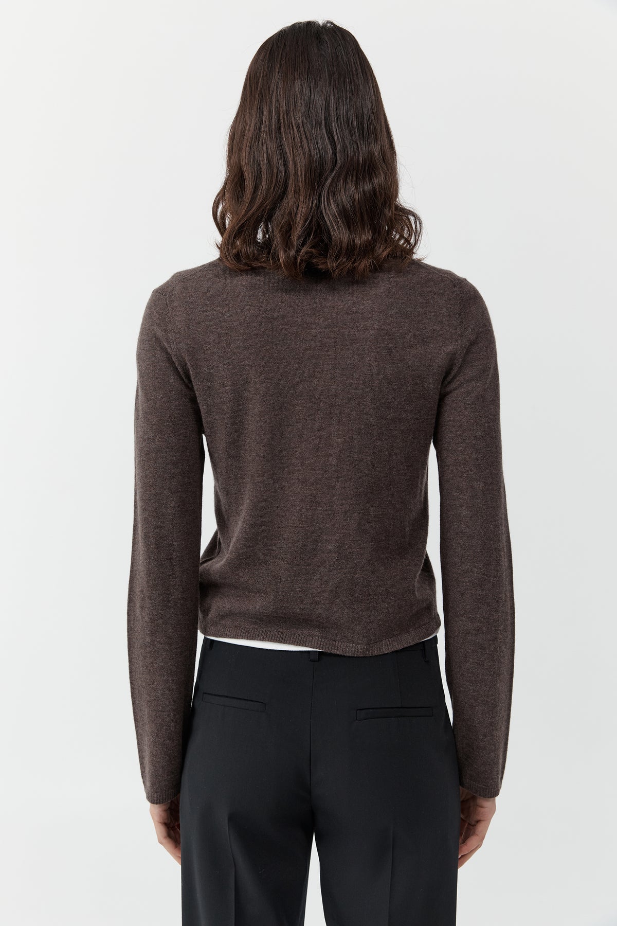Fine Merino V Neck Sweater - Mulch