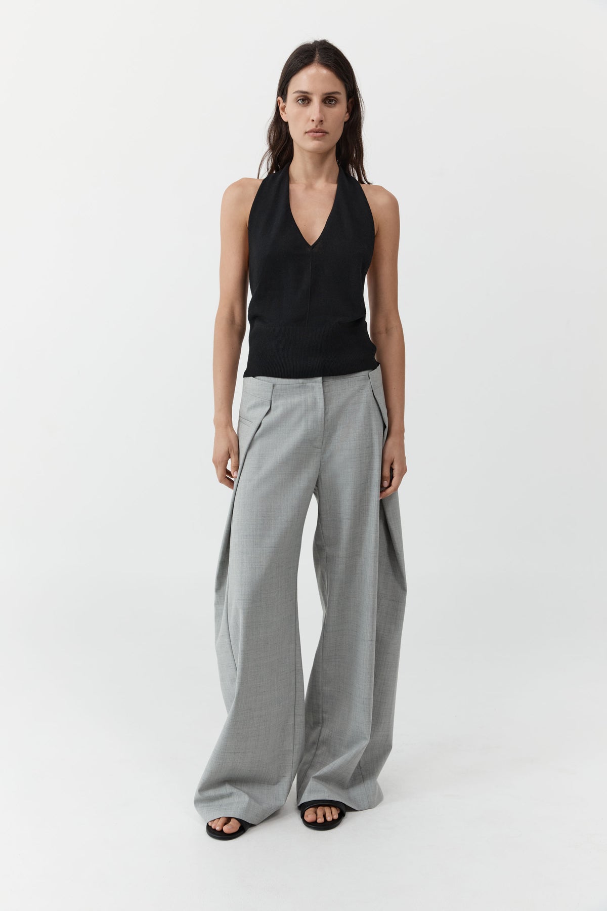 Fine Merino Halter Top - Black