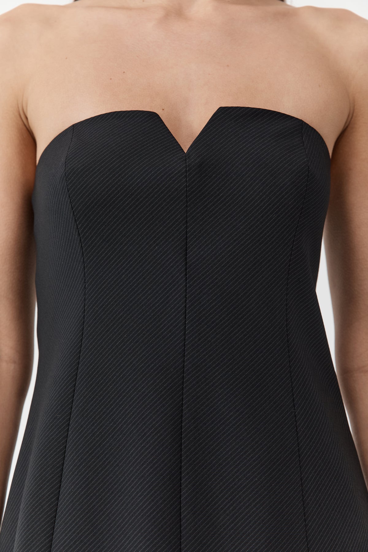 Wool Pinstripe Strapless Bodice - Fine Pinstripe