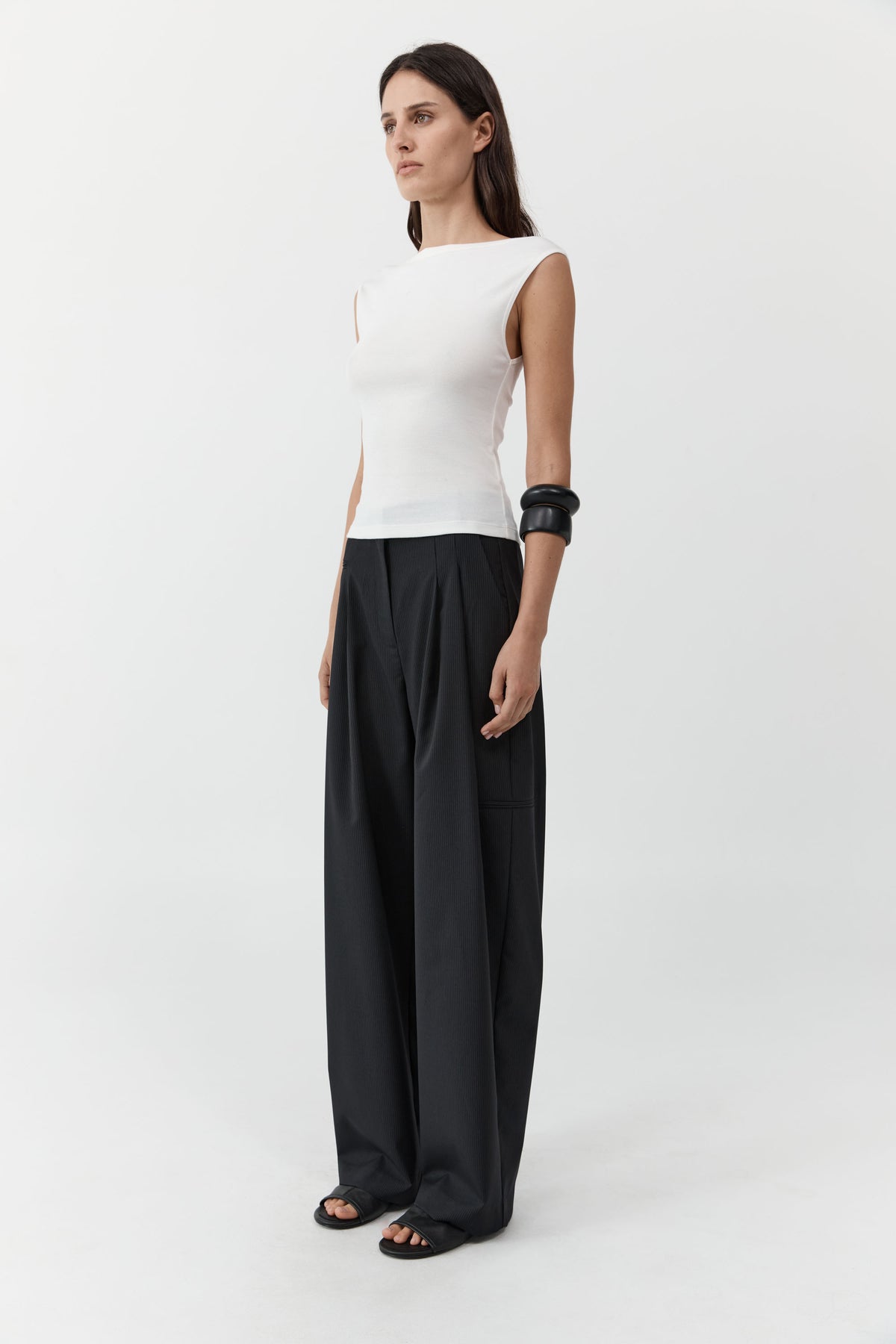 Wool Pinstripe Pocket Pants - Fine Pinstripe