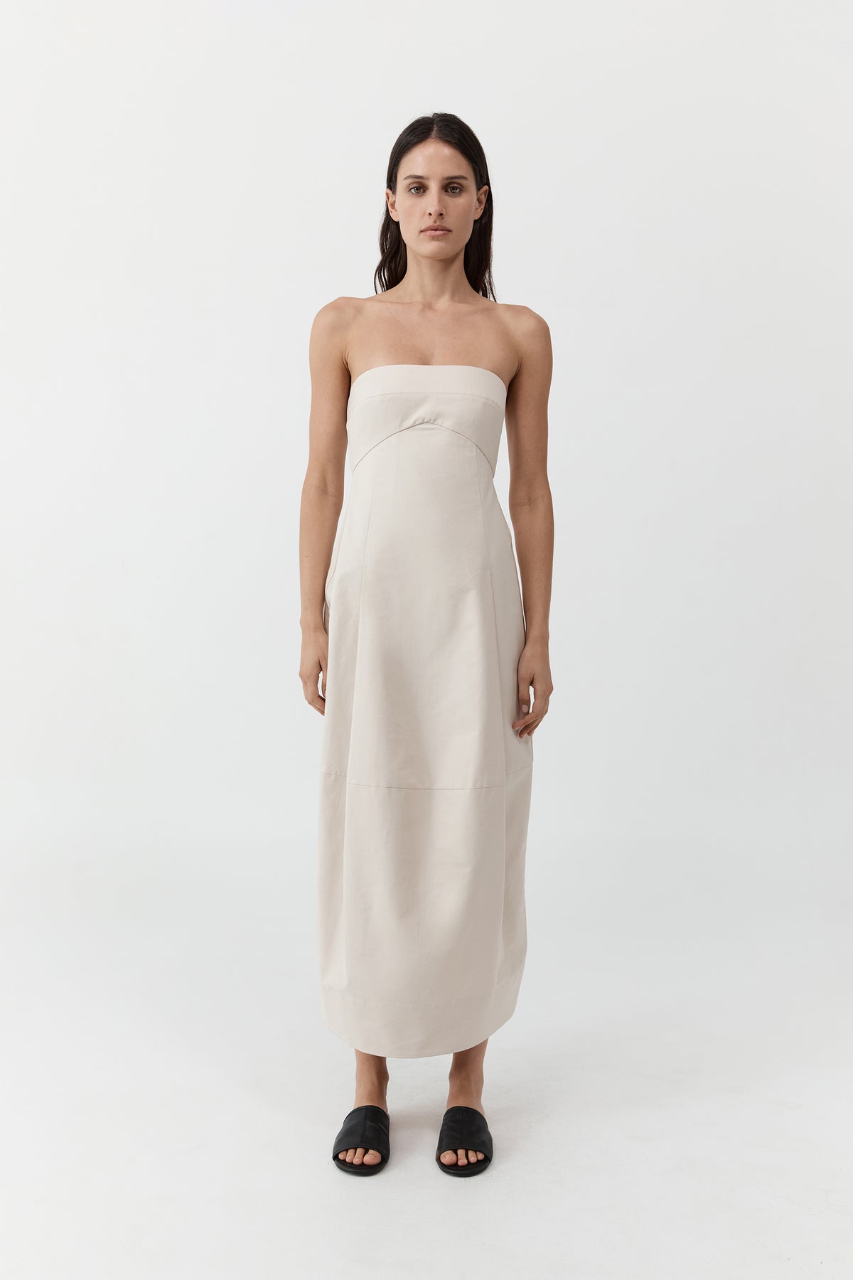 Canvas Pleat Cocoon Dress - Shell