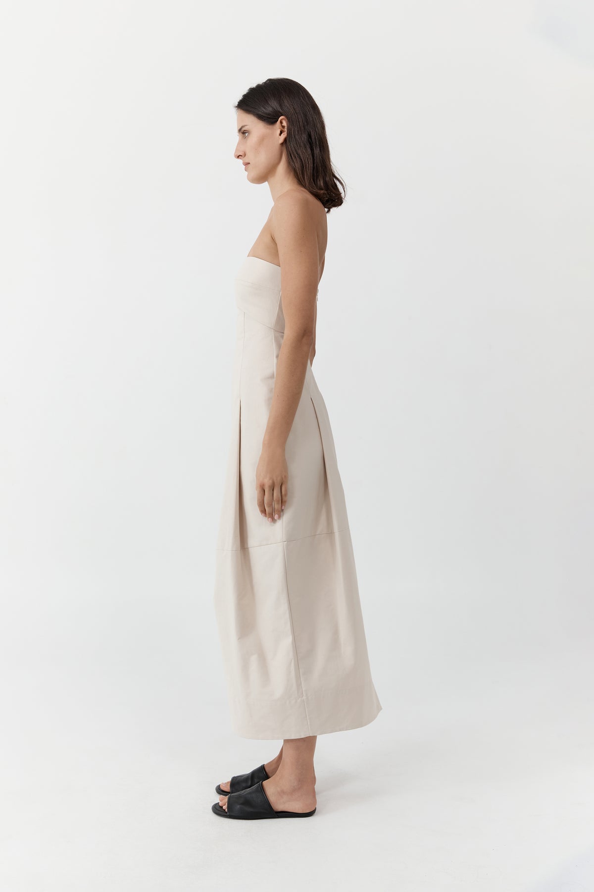 Canvas Pleat Cocoon Dress - Shell