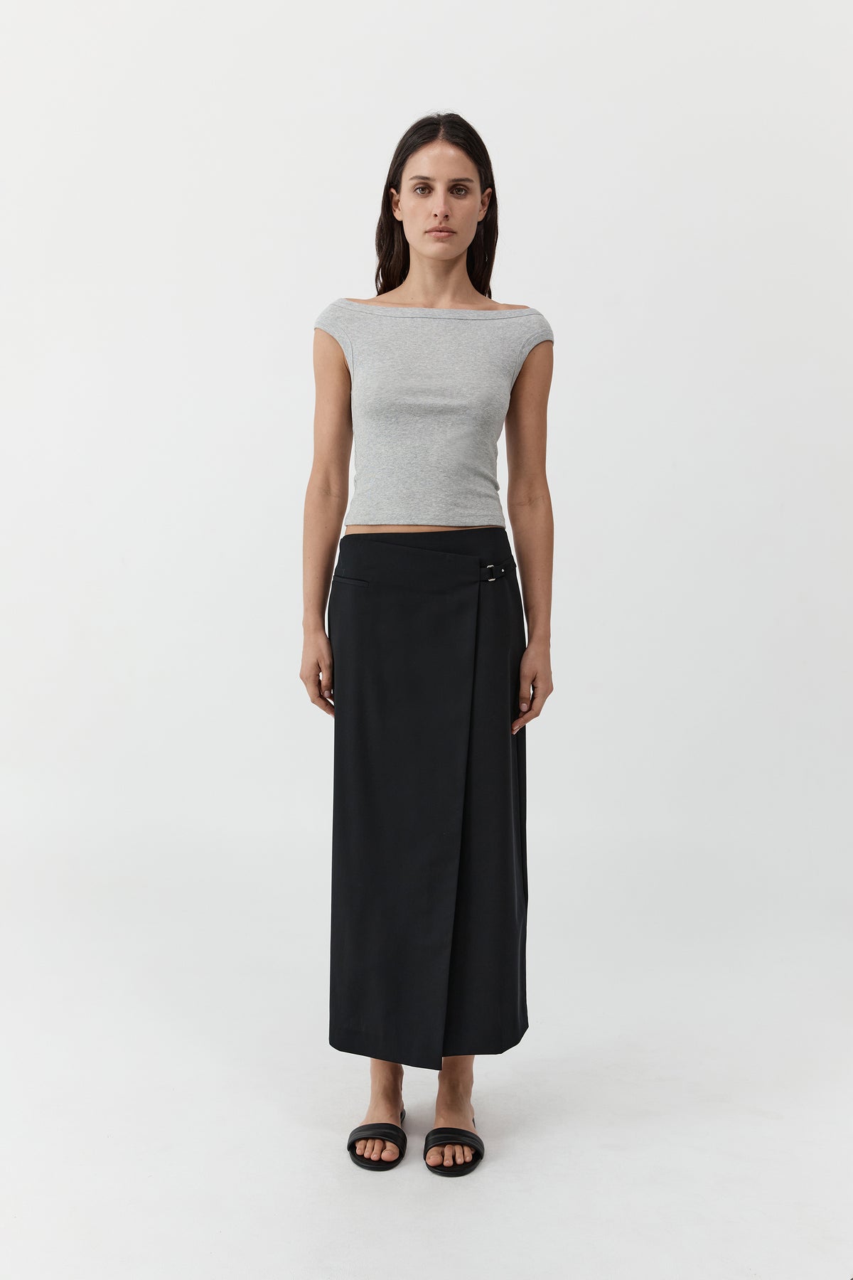 Tailored Wrap Skirt - Black