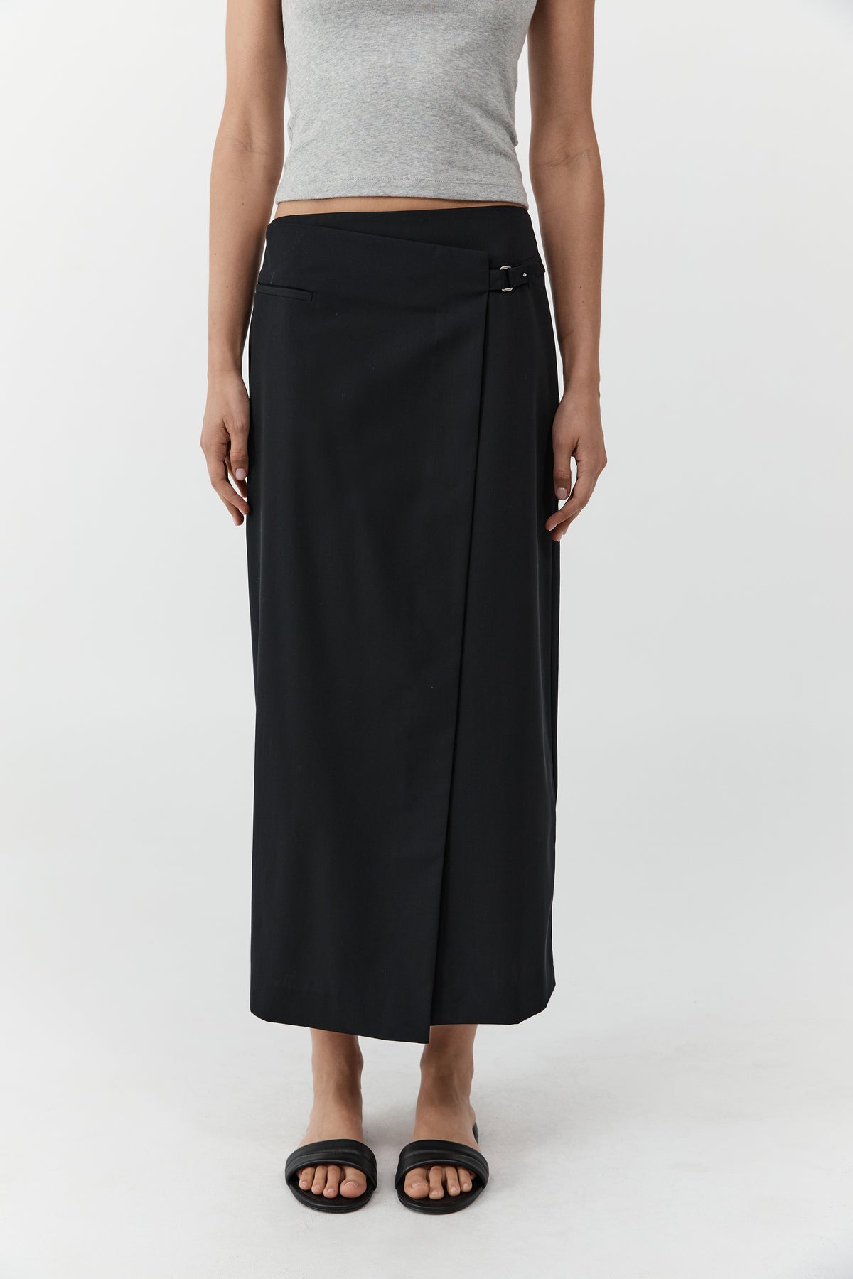 Tailored Wrap Skirt - Black