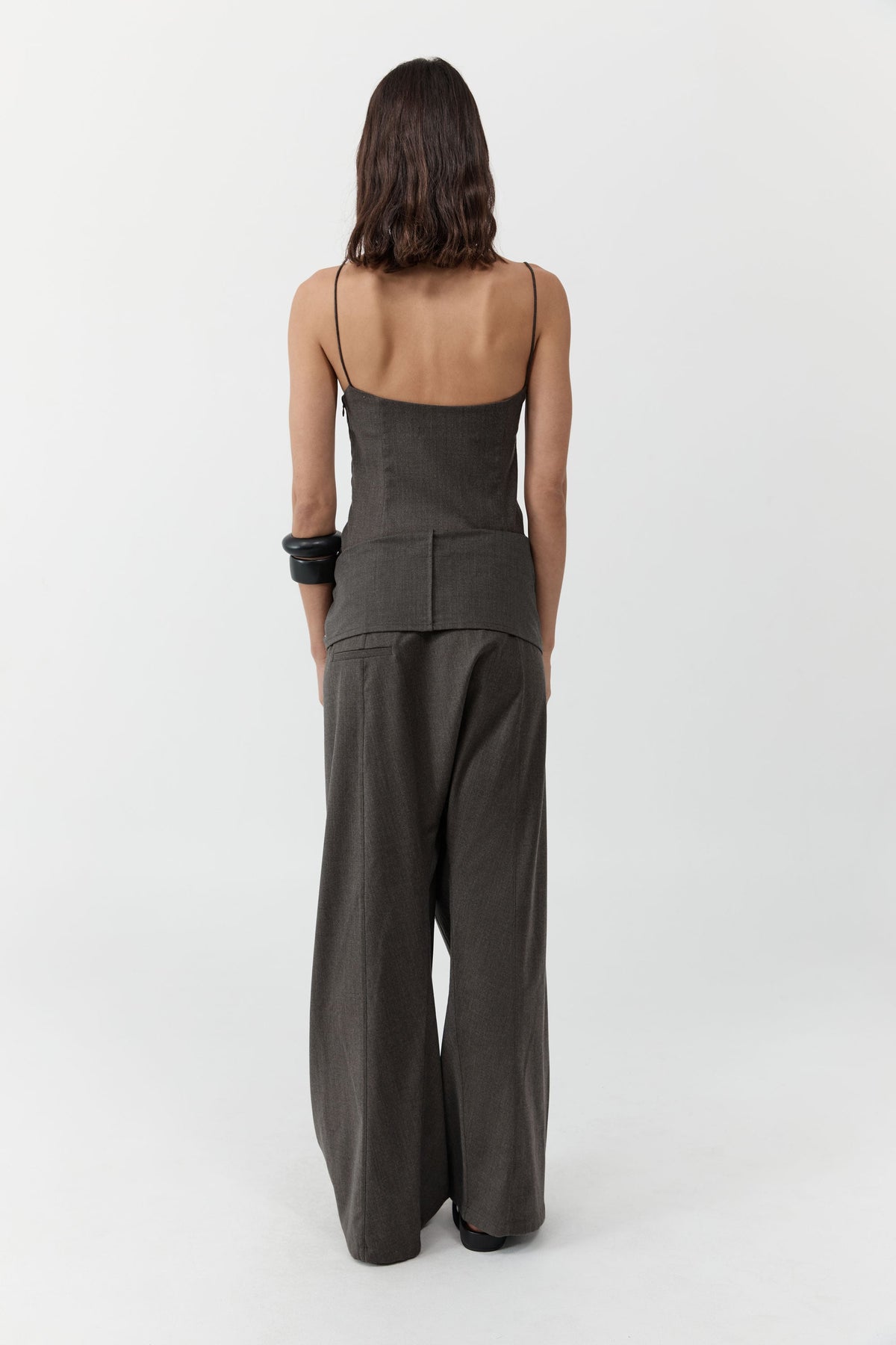 Wool Tailored Fisherman Pants - Mulch