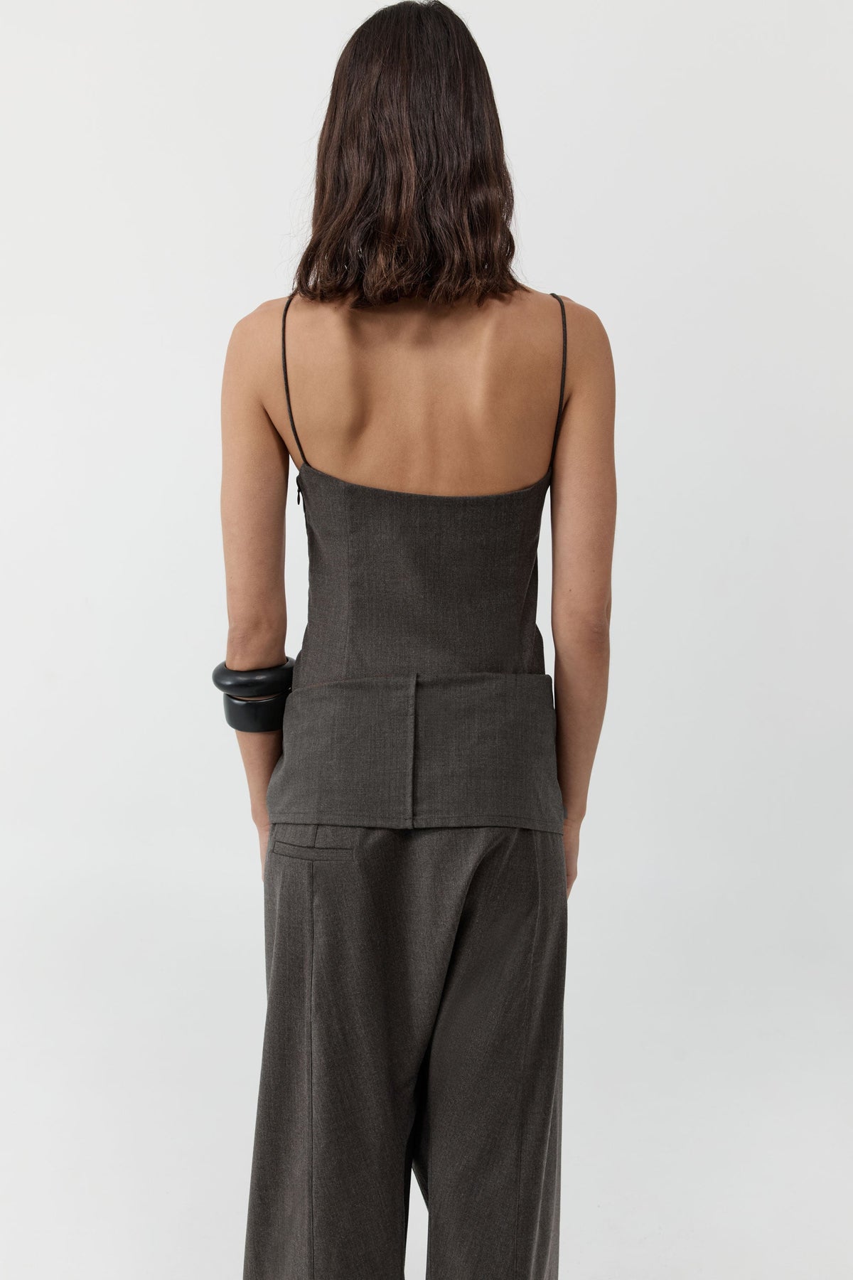 Wool Tailored Fisherman Pants - Mulch