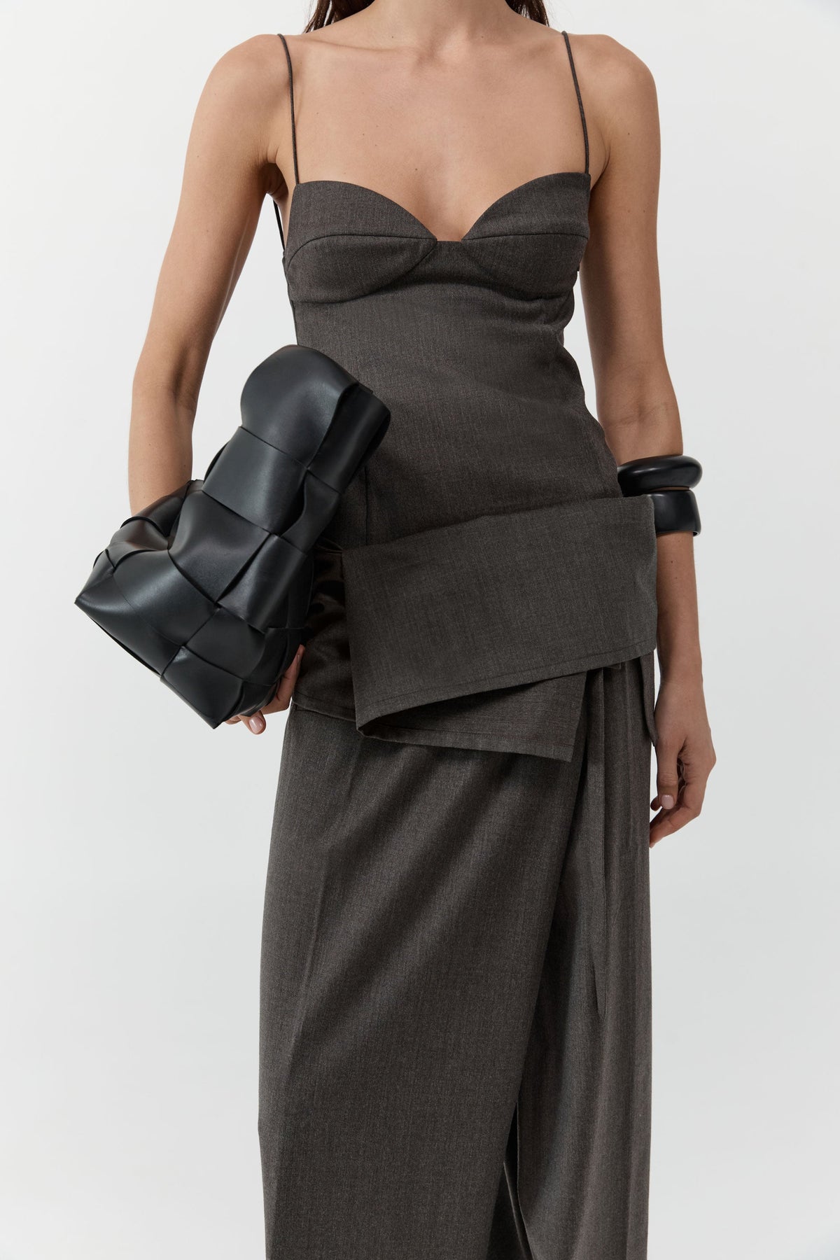 Wool Tailored Fisherman Pants - Mulch