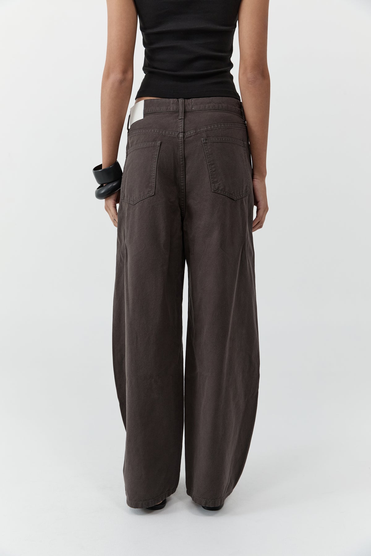 Canvas Mid Rise Barrel Jeans - Ash