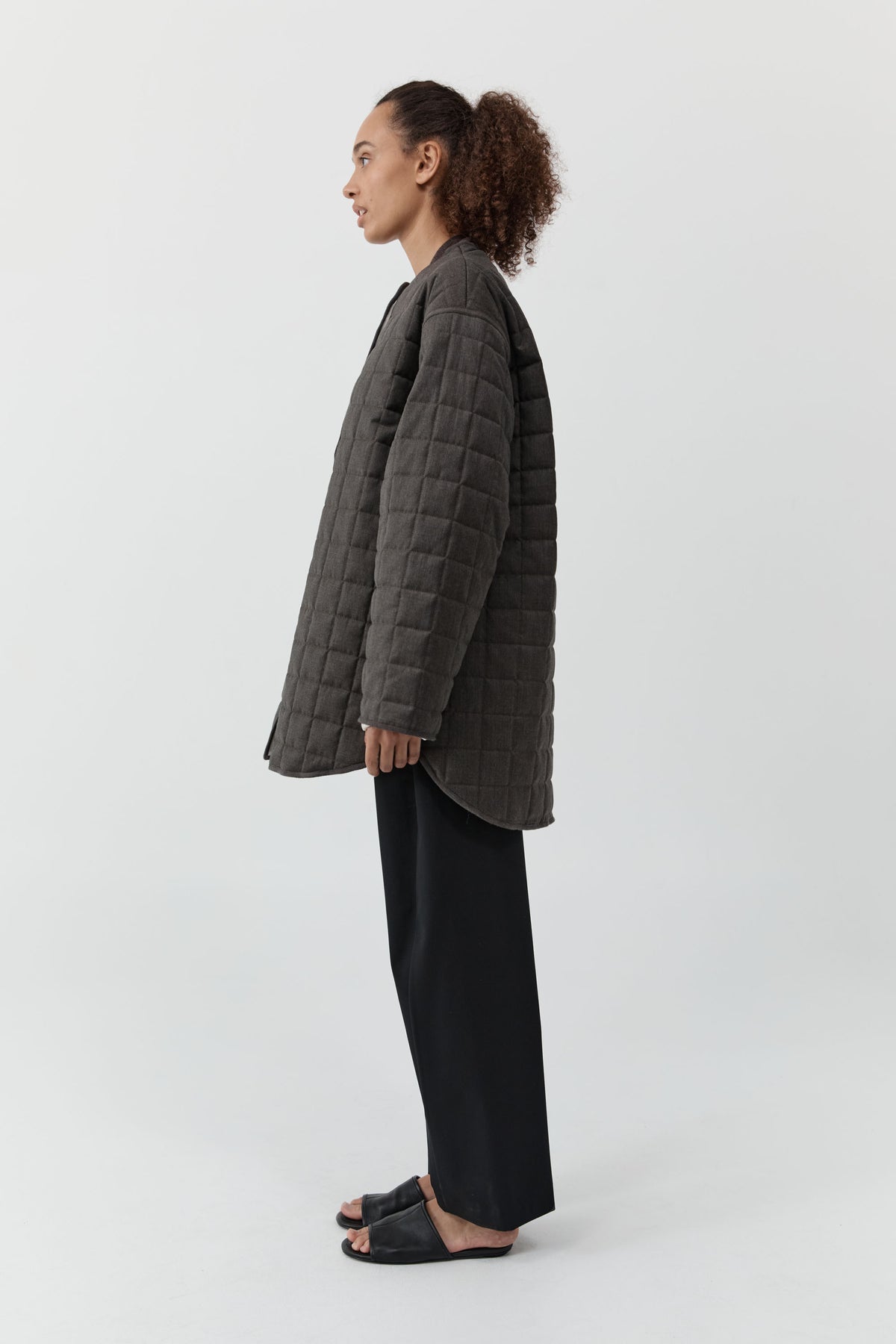 Wool Stitched Pillow Jacket - Mulch