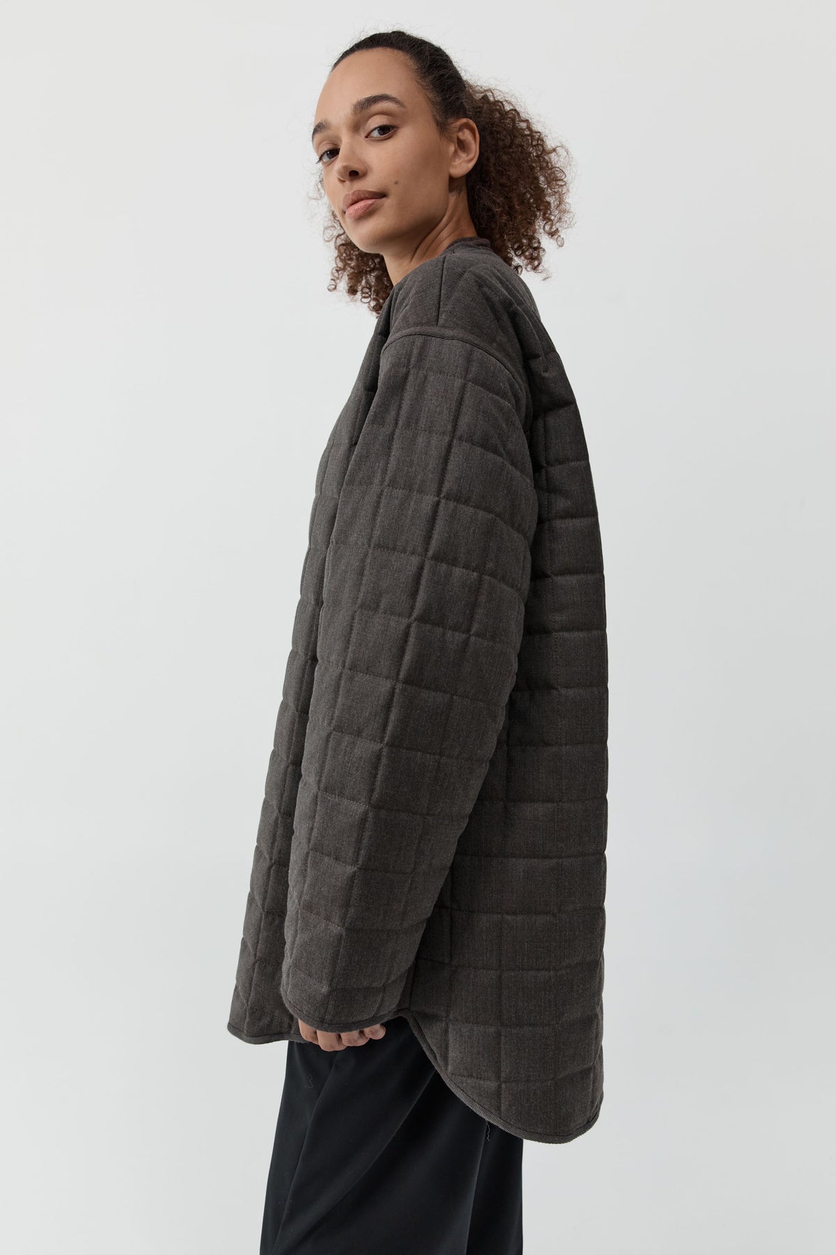 Wool Stitched Pillow Jacket - Mulch