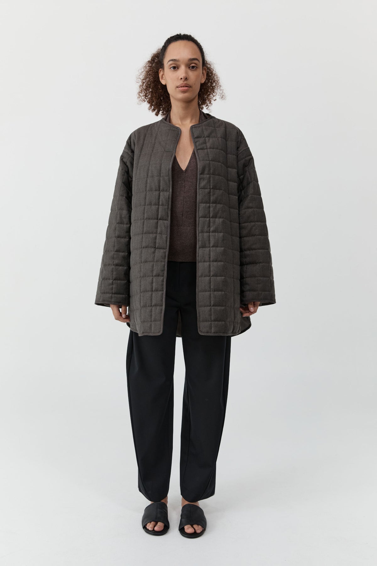 Wool Stitched Pillow Jacket - Mulch