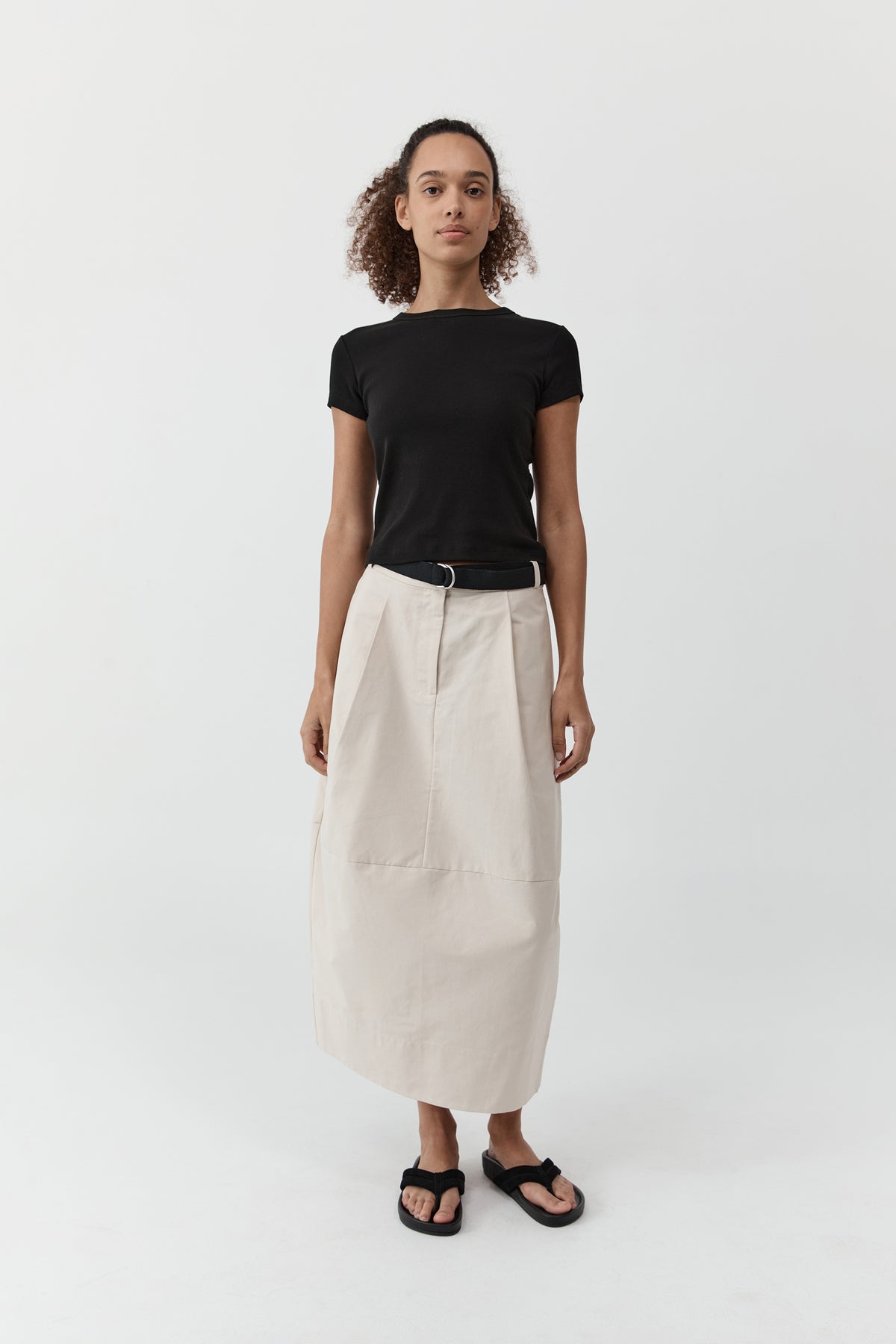 Canvas Pleat Cocoon Skirt - Shell