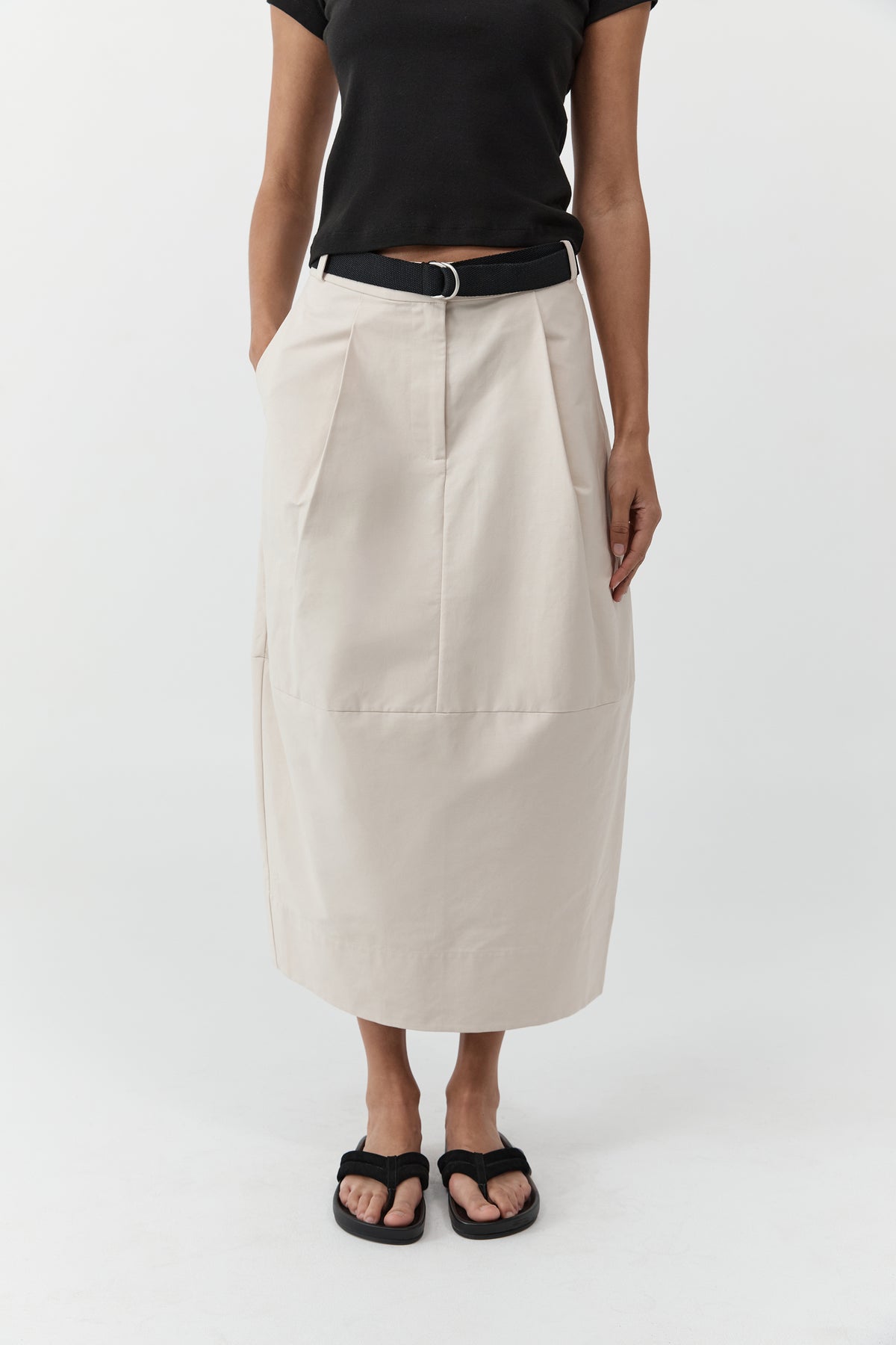 Canvas Pleat Cocoon Skirt - Shell