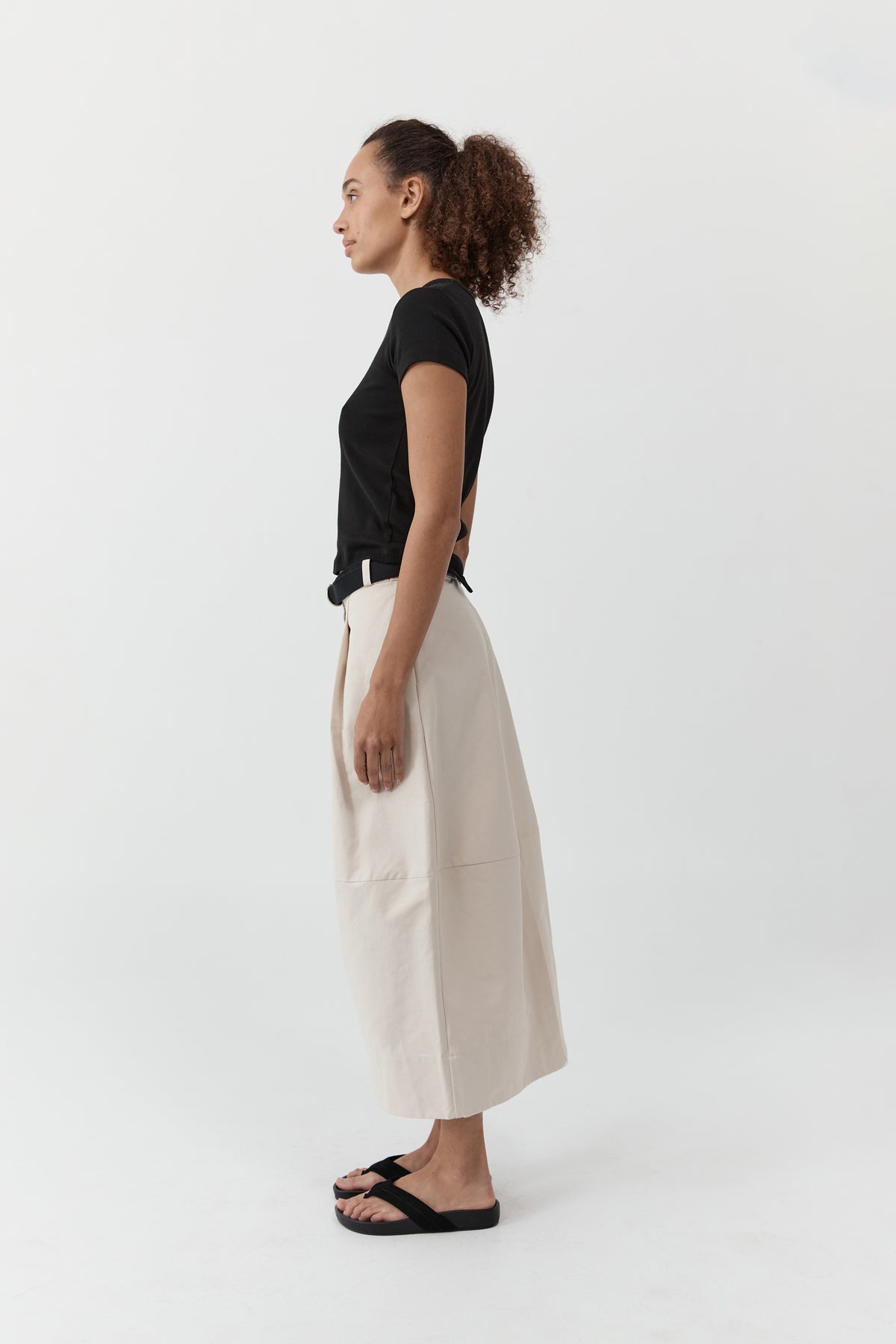 Canvas Pleat Cocoon Skirt - Shell