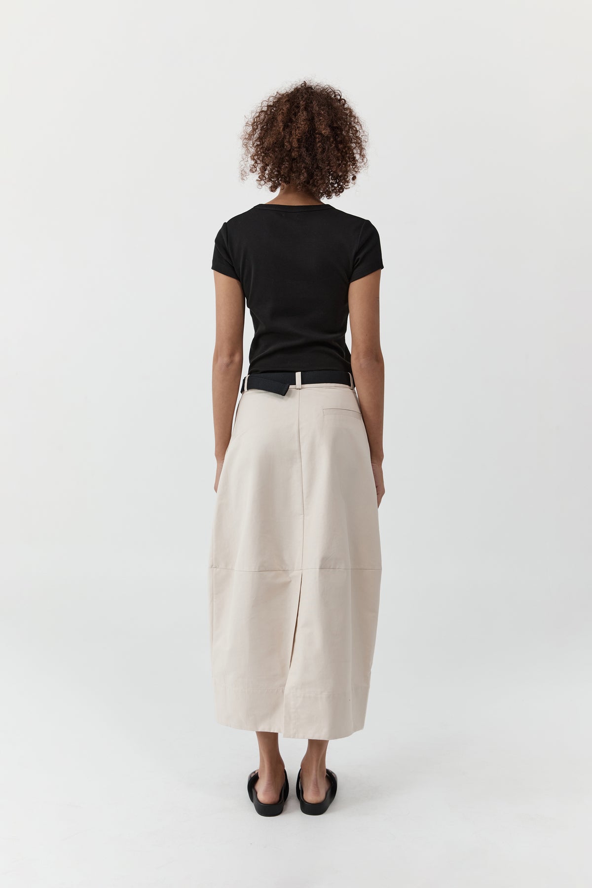 Canvas Pleat Cocoon Skirt - Shell