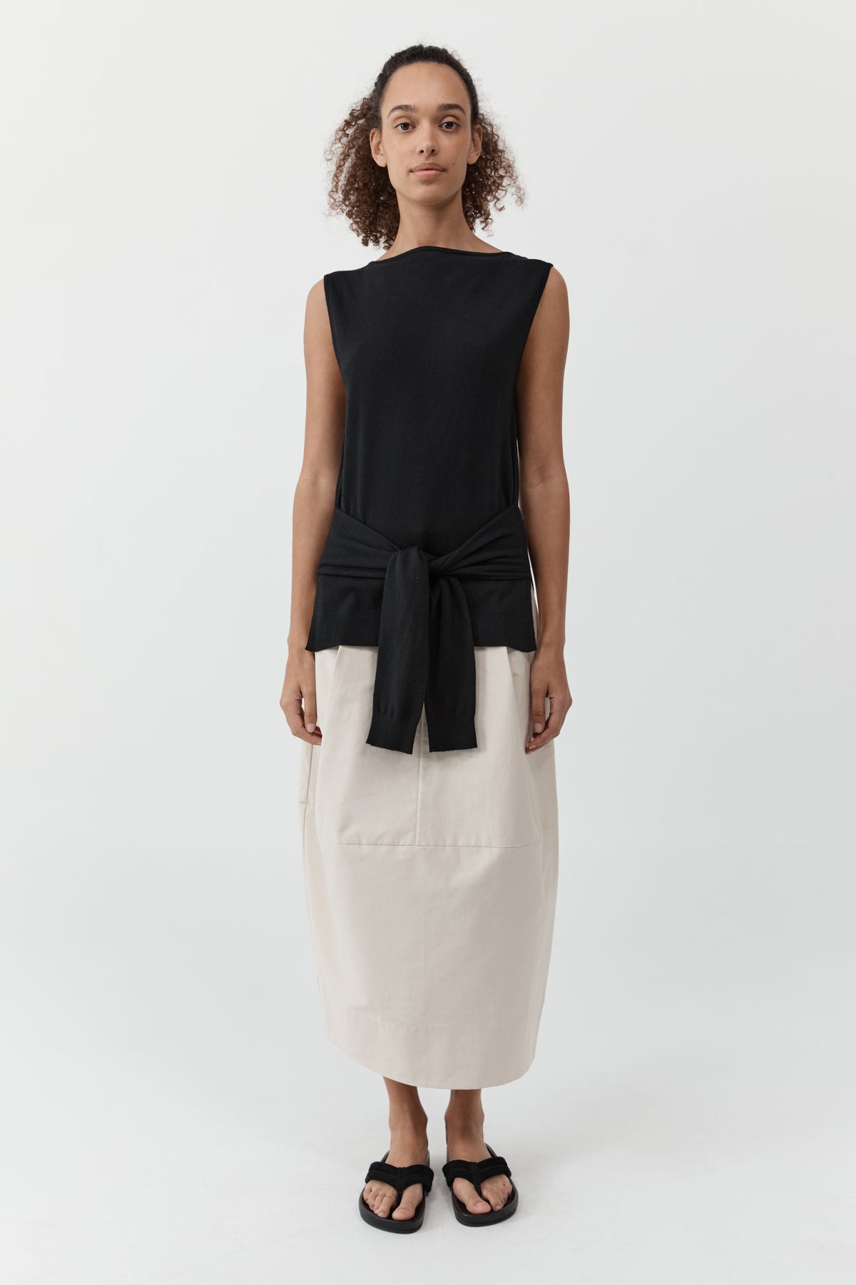 Canvas Pleat Cocoon Skirt - Shell