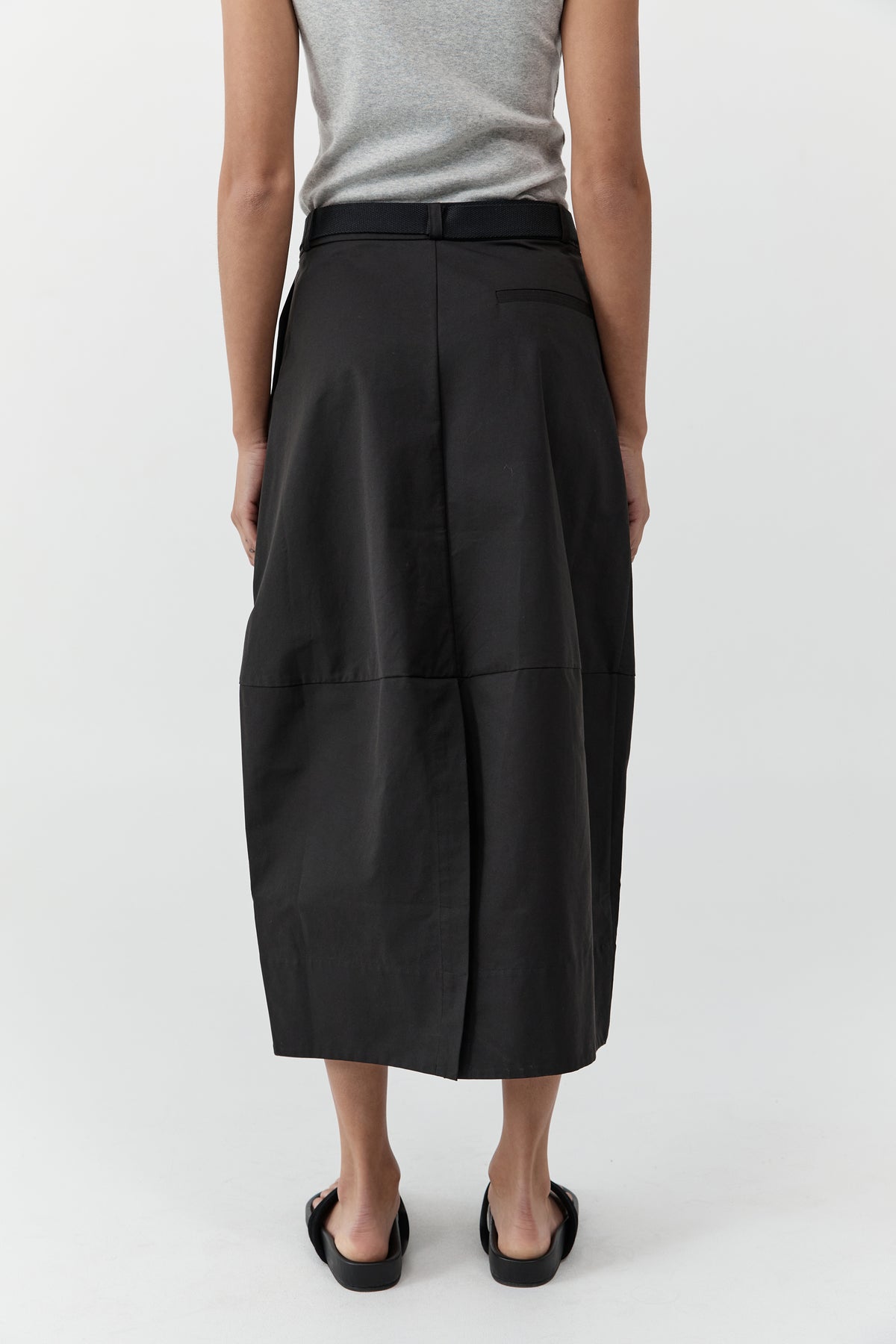 Canvas Pleat Cocoon Skirt - Black