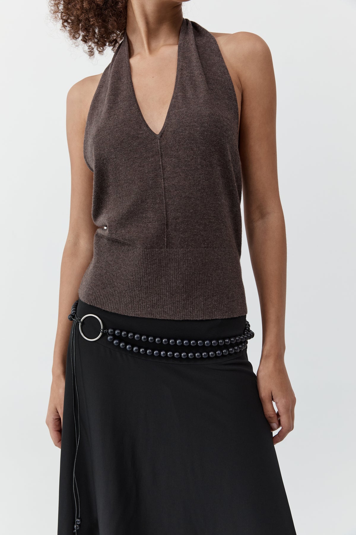 Fine Merino Halter Top - Mulch
