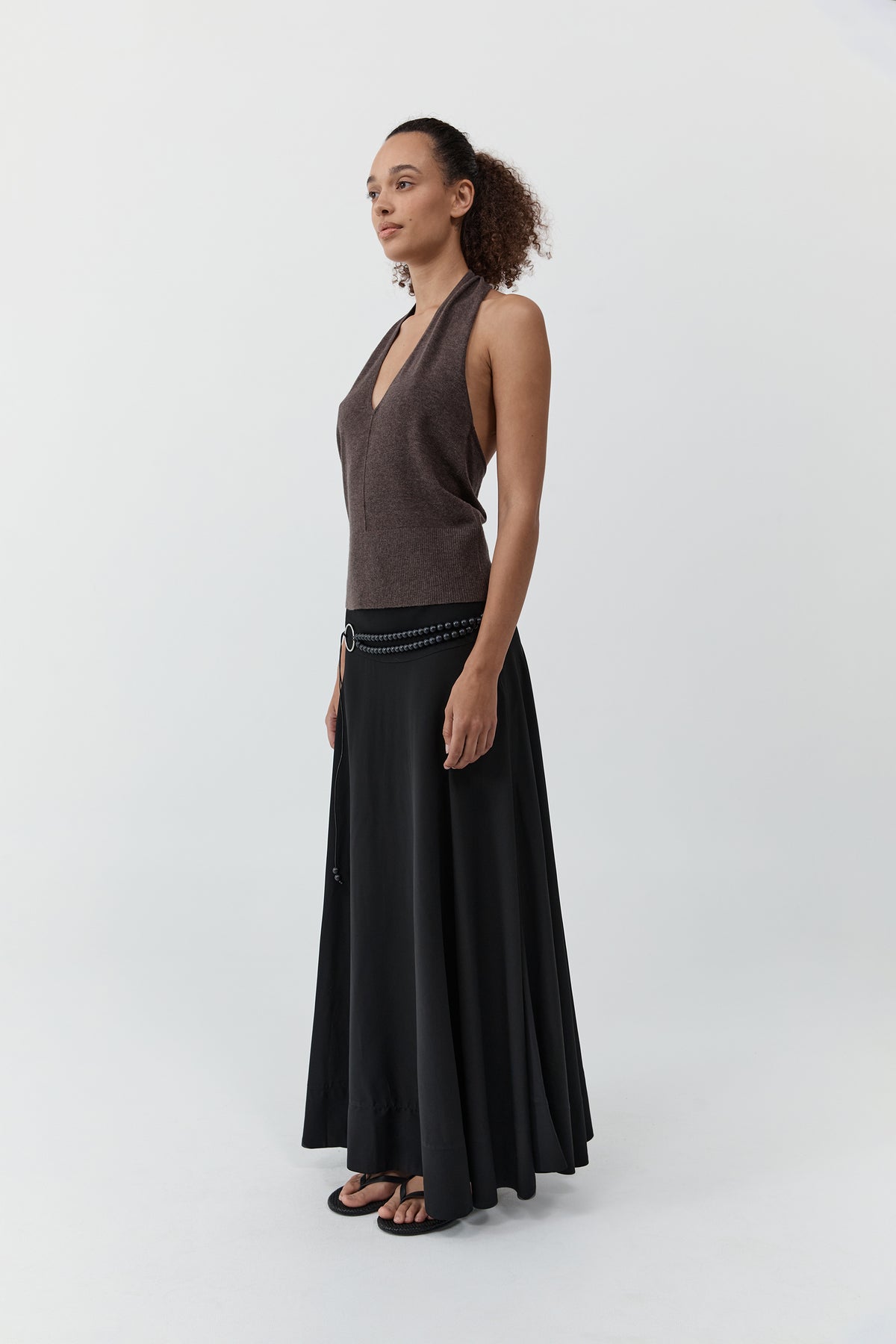 Fluid Circle Hem Skirt - Black