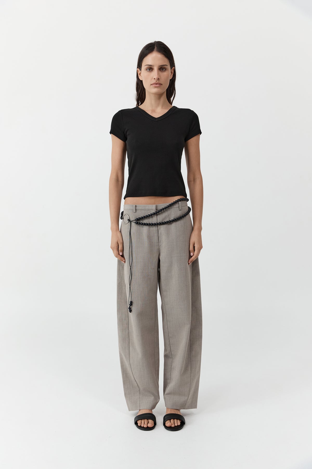 Fine Band Balloon Pants - Pebble Melange
