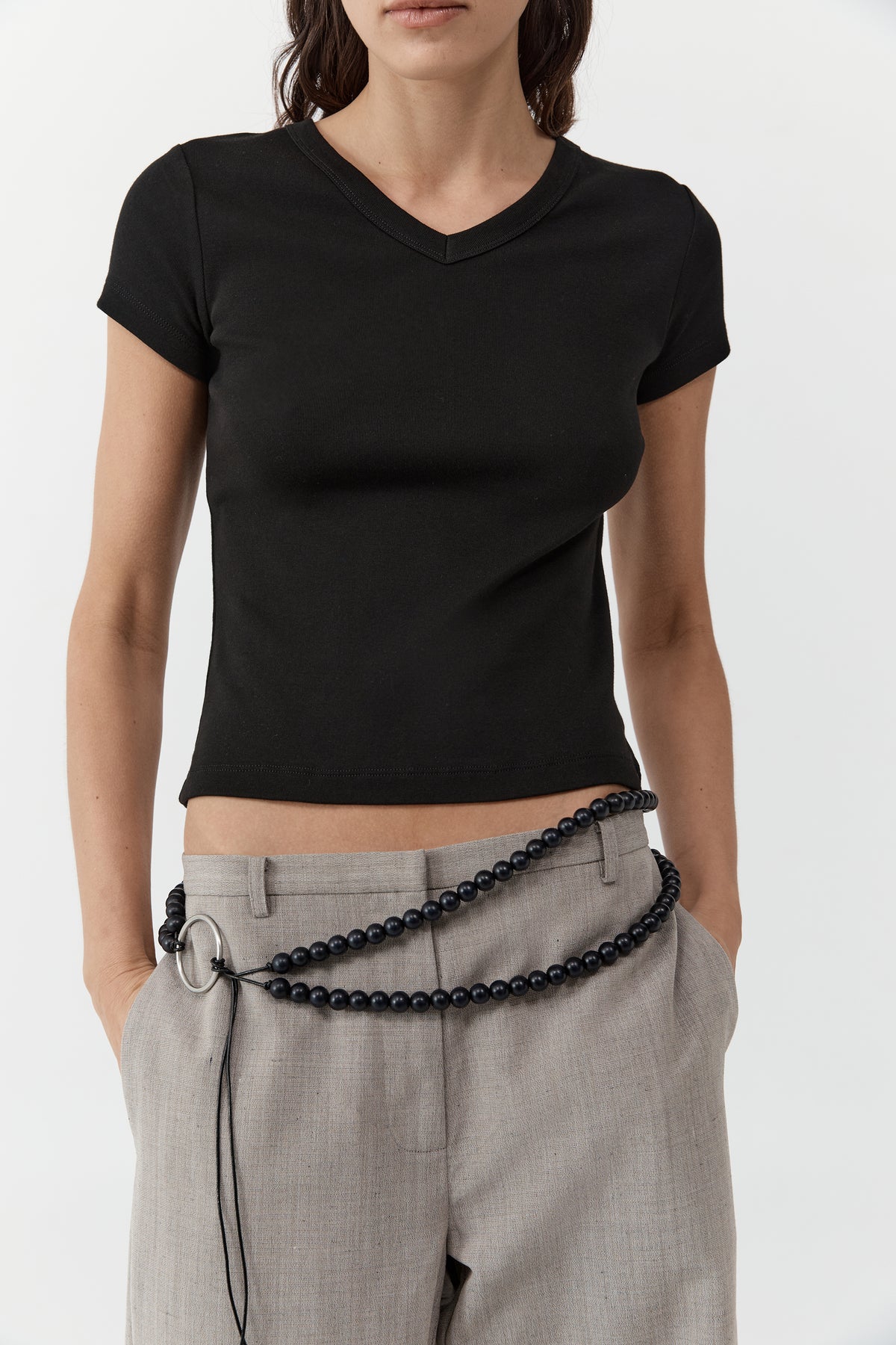 Organic Cotton V Neck Tee - Jet Black