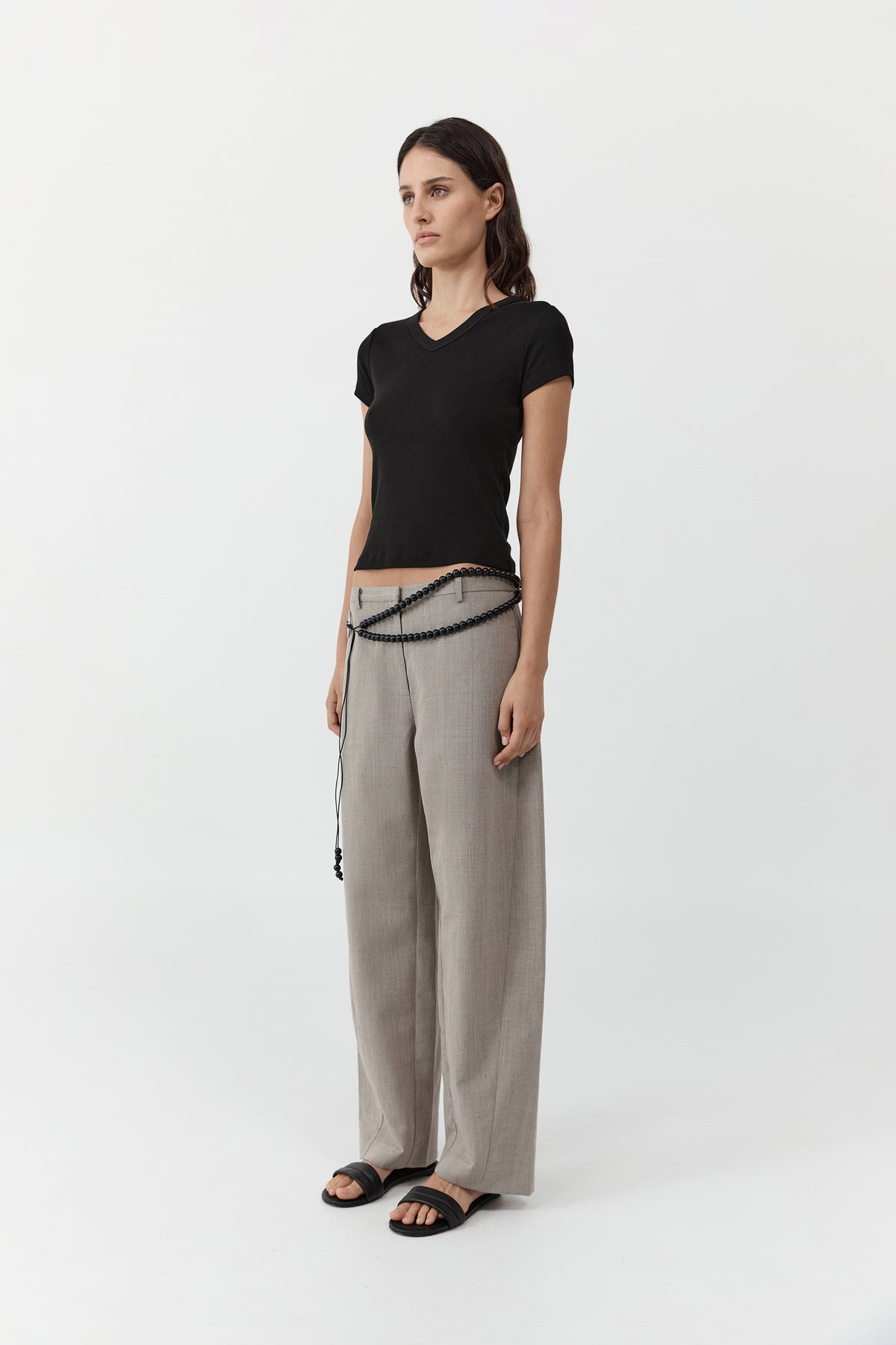Fine Band Balloon Pants - Pebble Melange