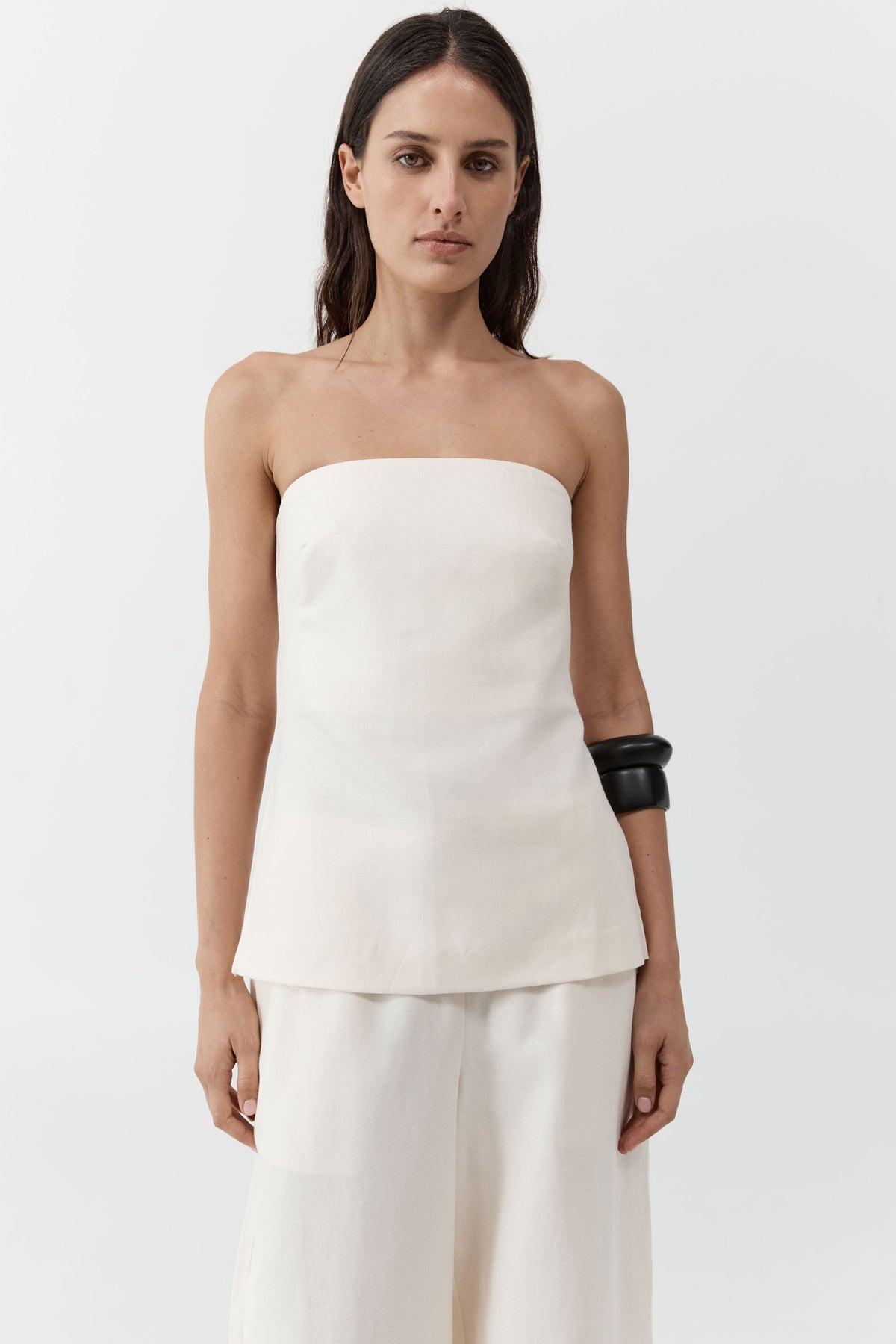 Strapless Rouleau Tie Top - Ivory