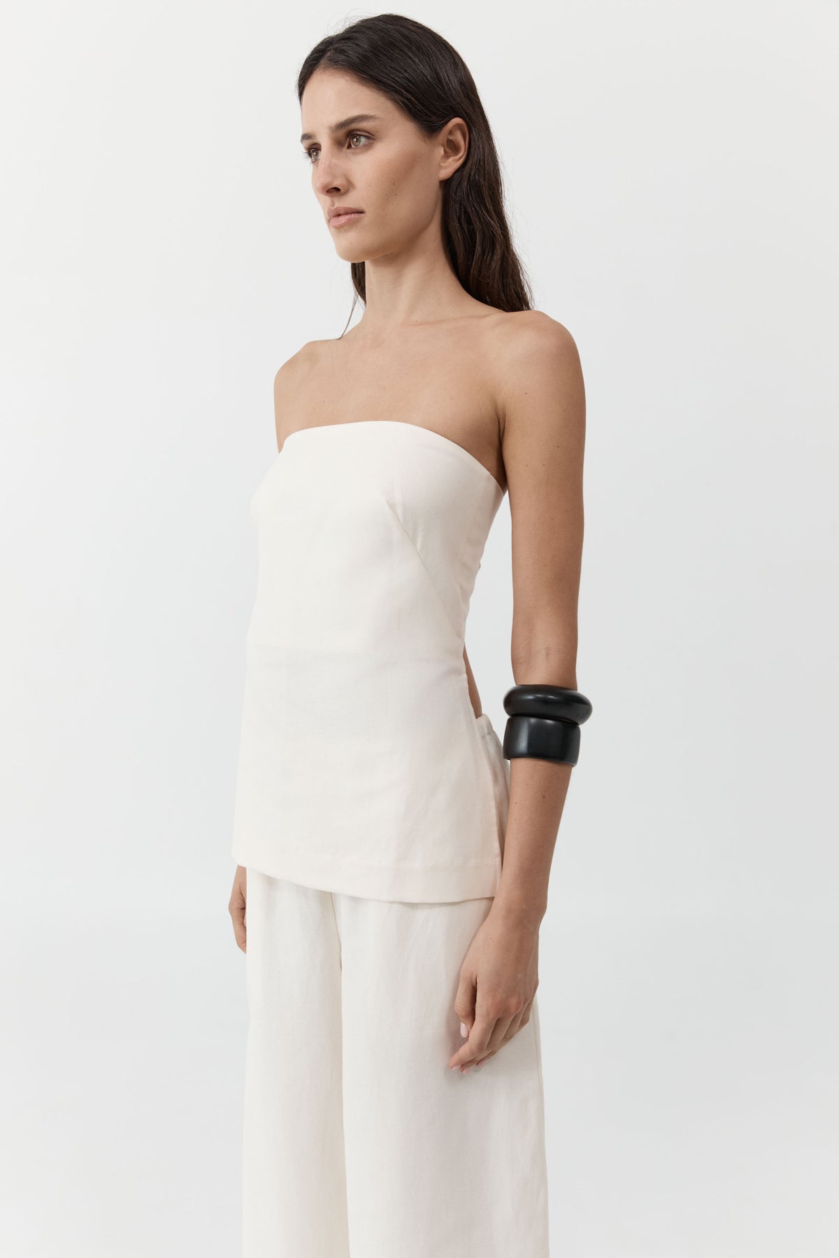 Strapless Rouleau Tie Top - Ivory