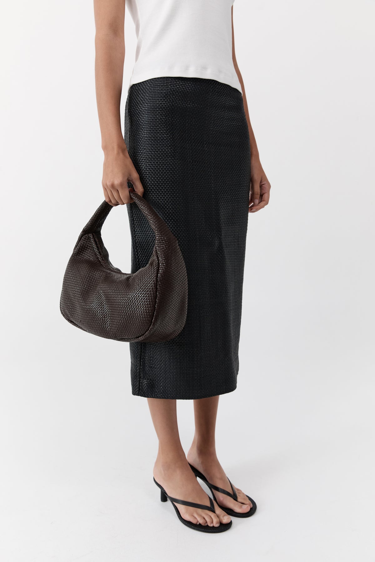 Woven Large Bon Bon Bag - Coffee