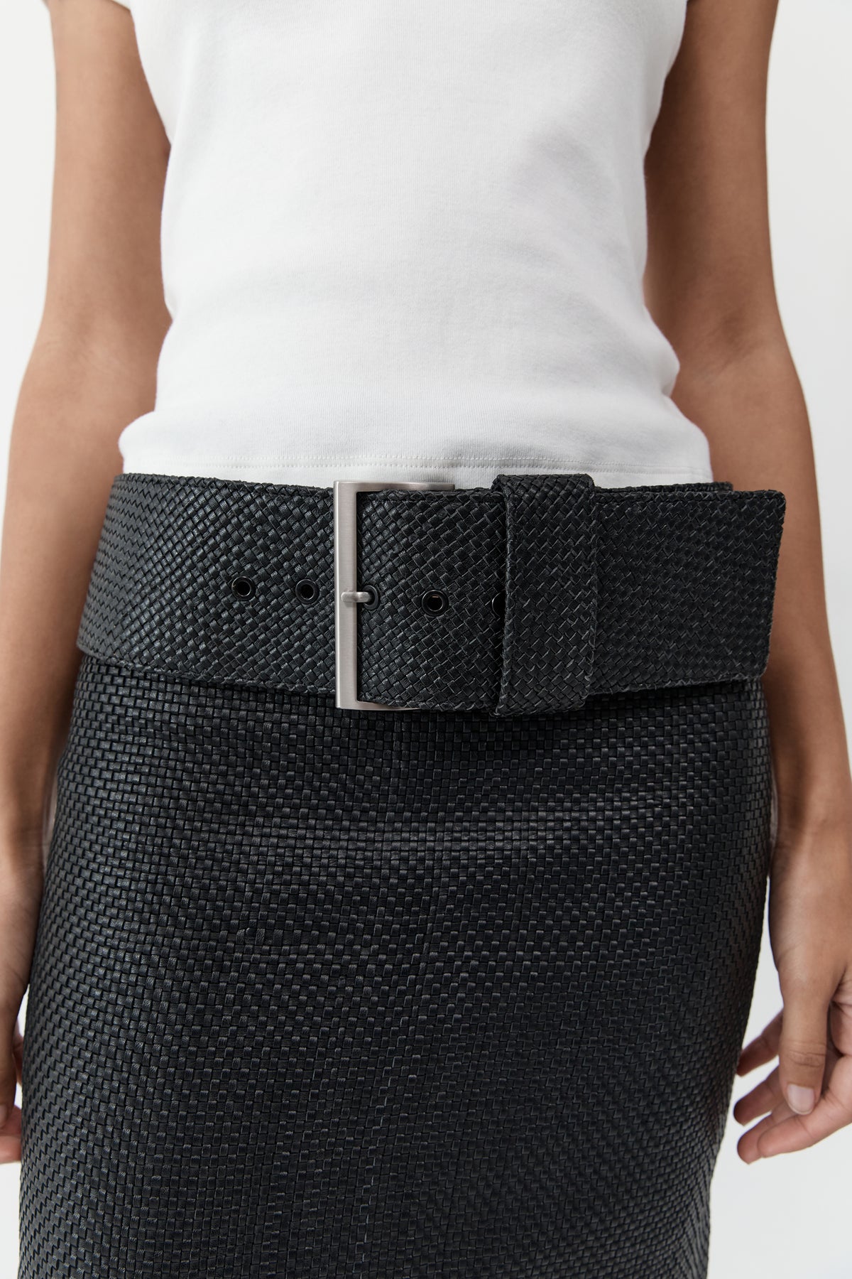 Woven Wide Belt - Black