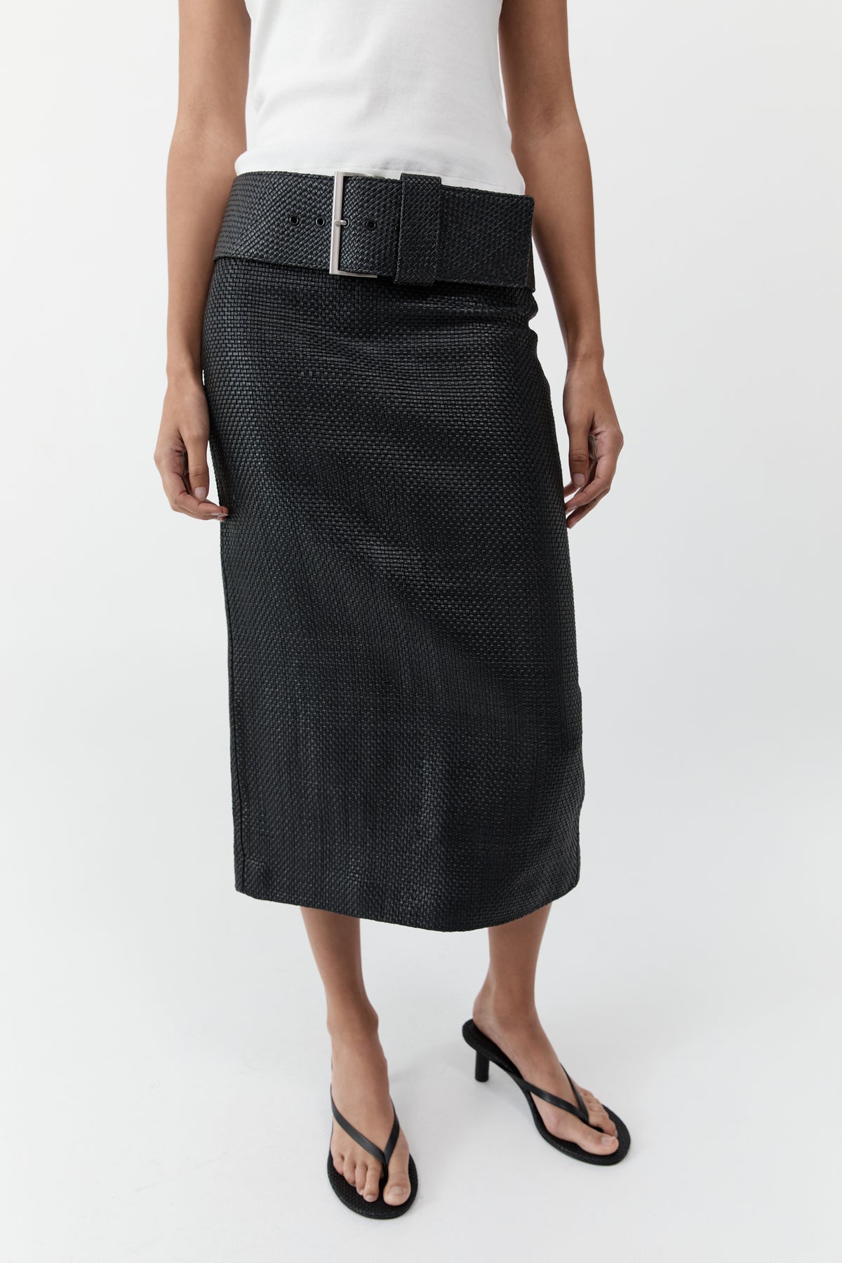 Woven Wide Belt - Black