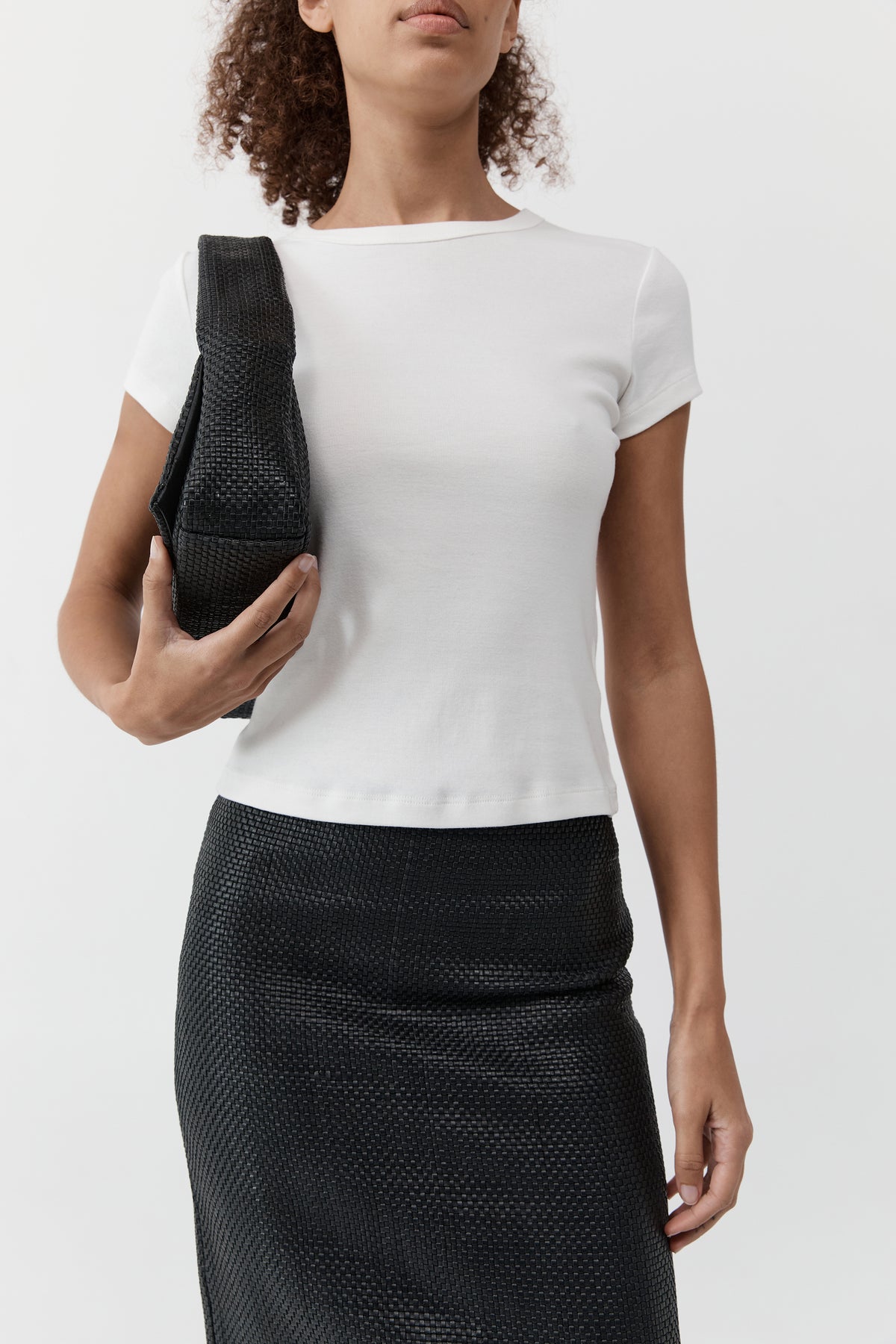 Woven Slim Satchel - Black