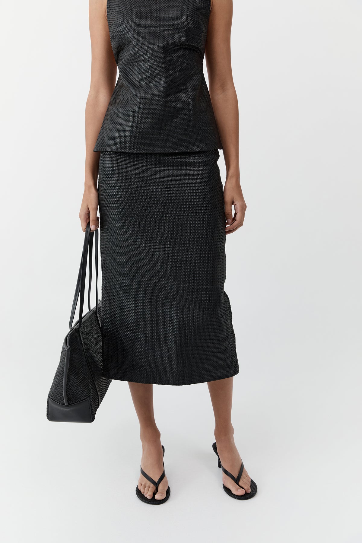 Woven Bateau Tote - Black