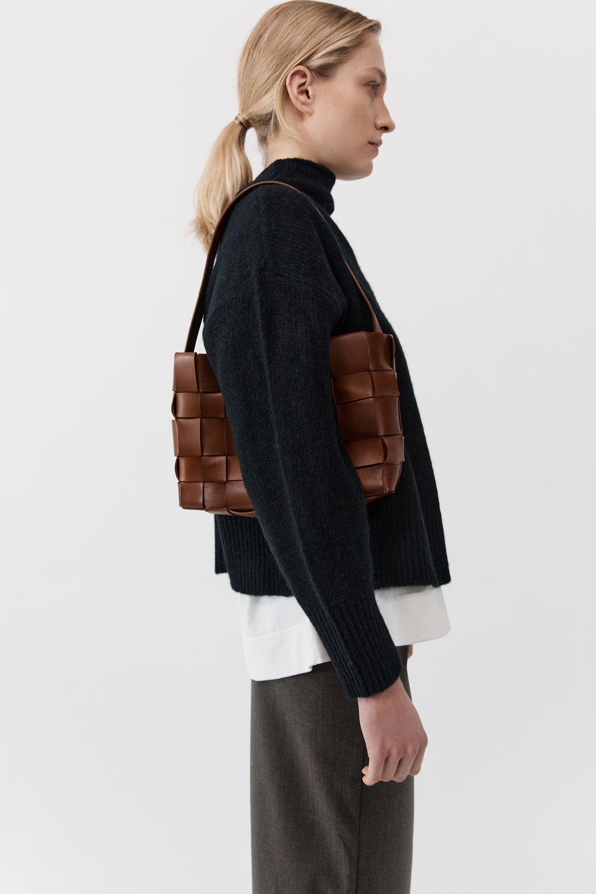 Woven Mini Tote - Chestnut