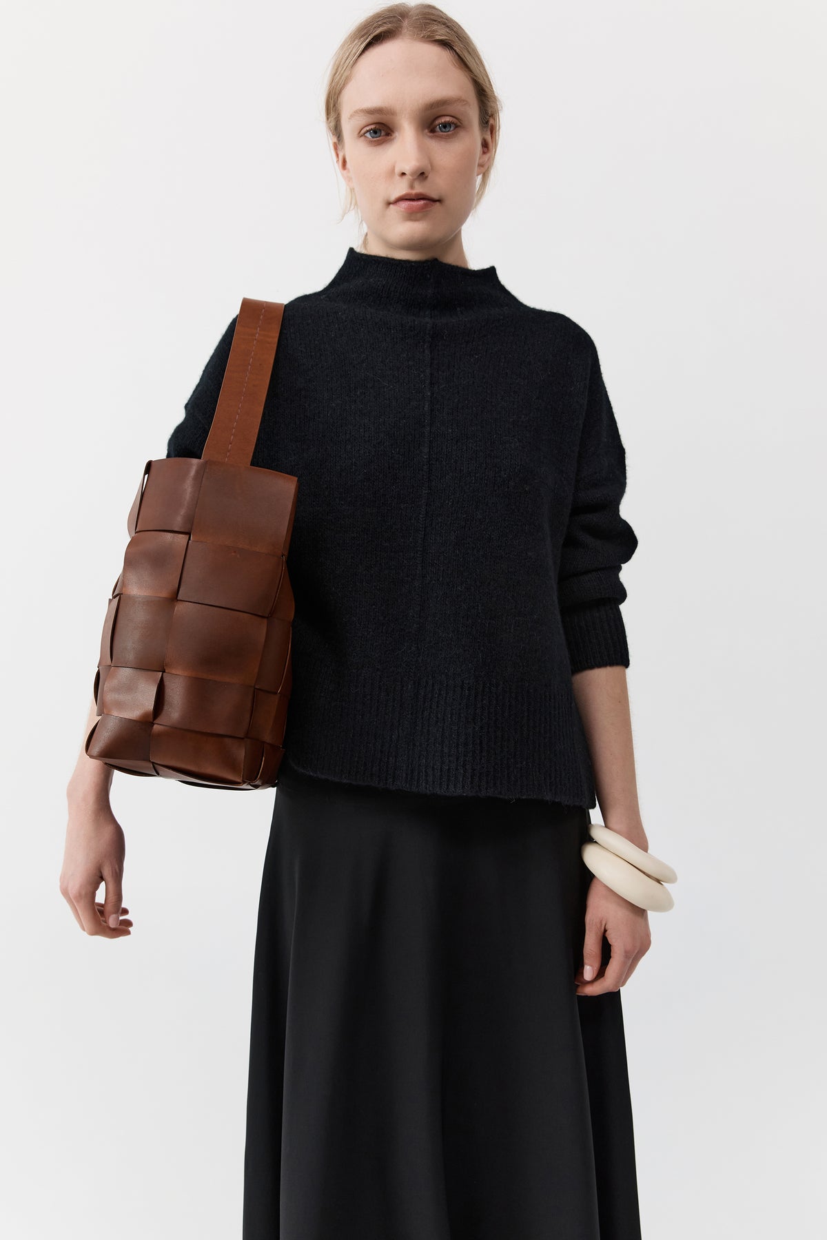 Woven Large Tote - Chestnut