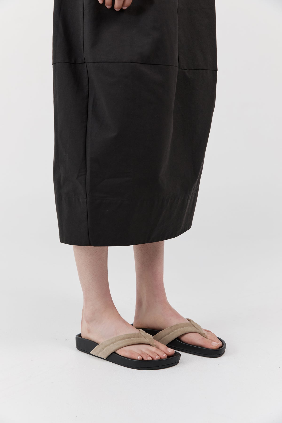 Suede Stitch Detail Thong Slide - Rock