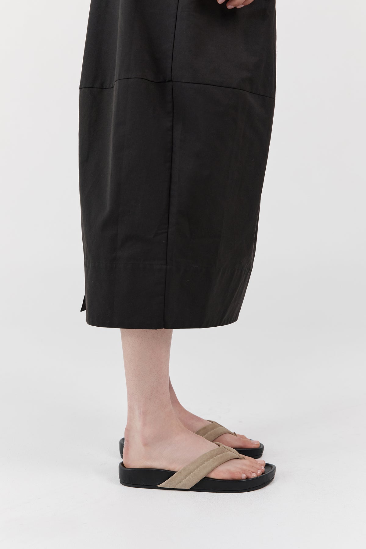 Suede Stitch Detail Thong Slide - Rock