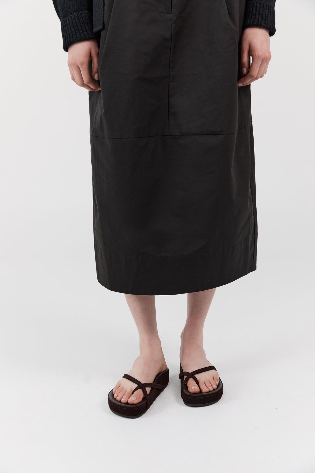 Suede Cross Strap Flatform - Coffee