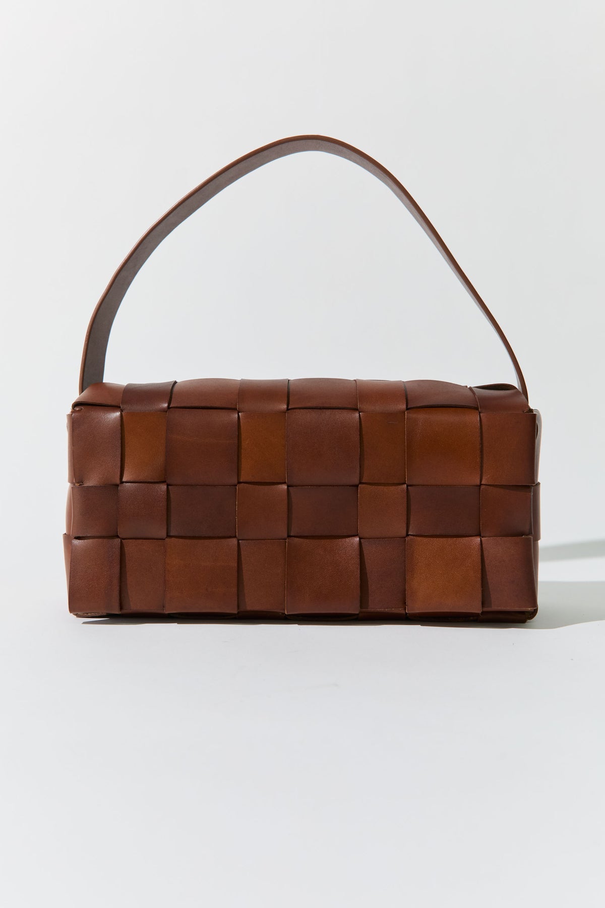Woven Envelope Slim Tote - Chestnut